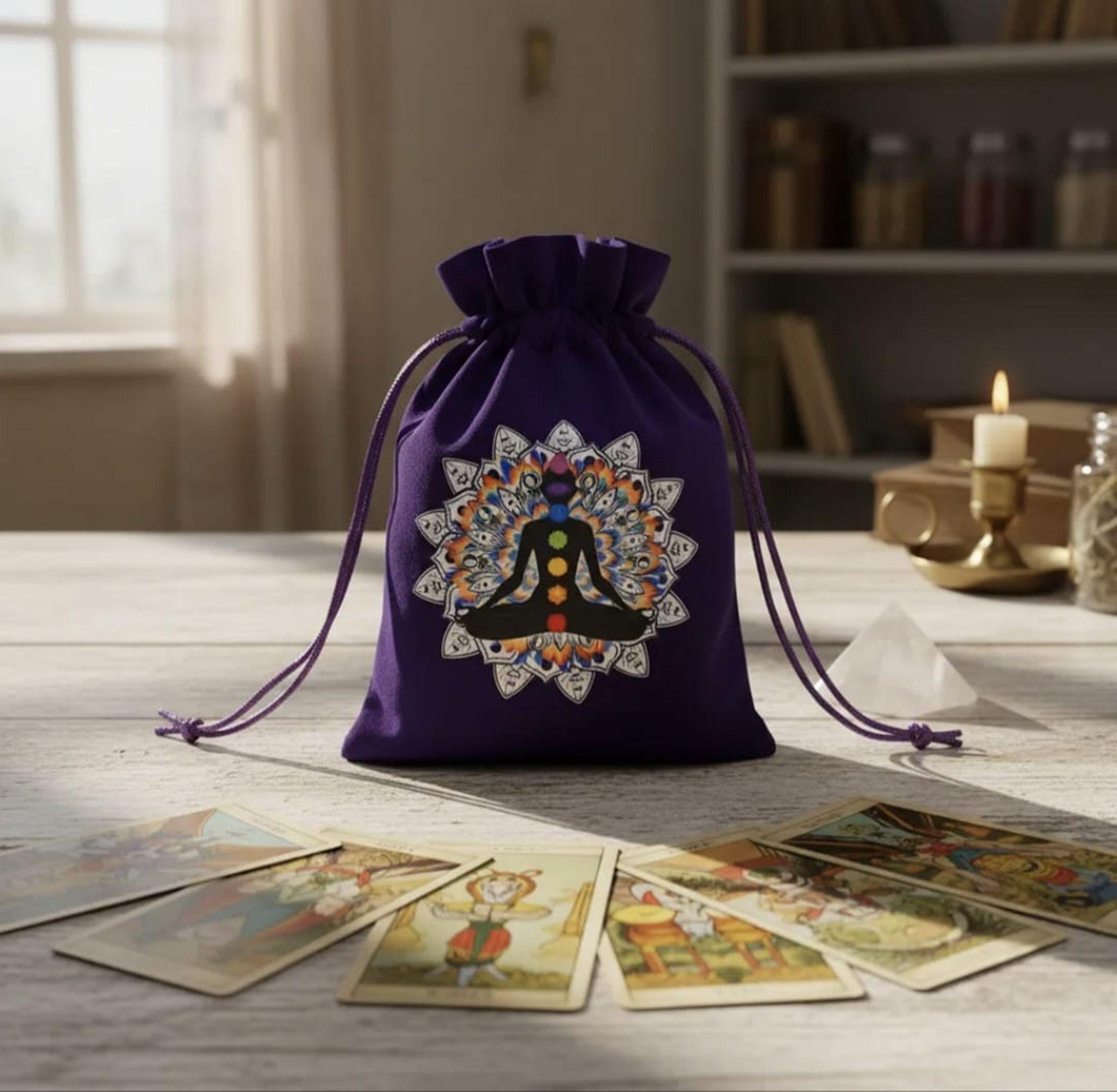 BOLSA DE TERCIOPELO DE TAROT DE LOS 7 CHAKRAS 18 X 12 CM-4