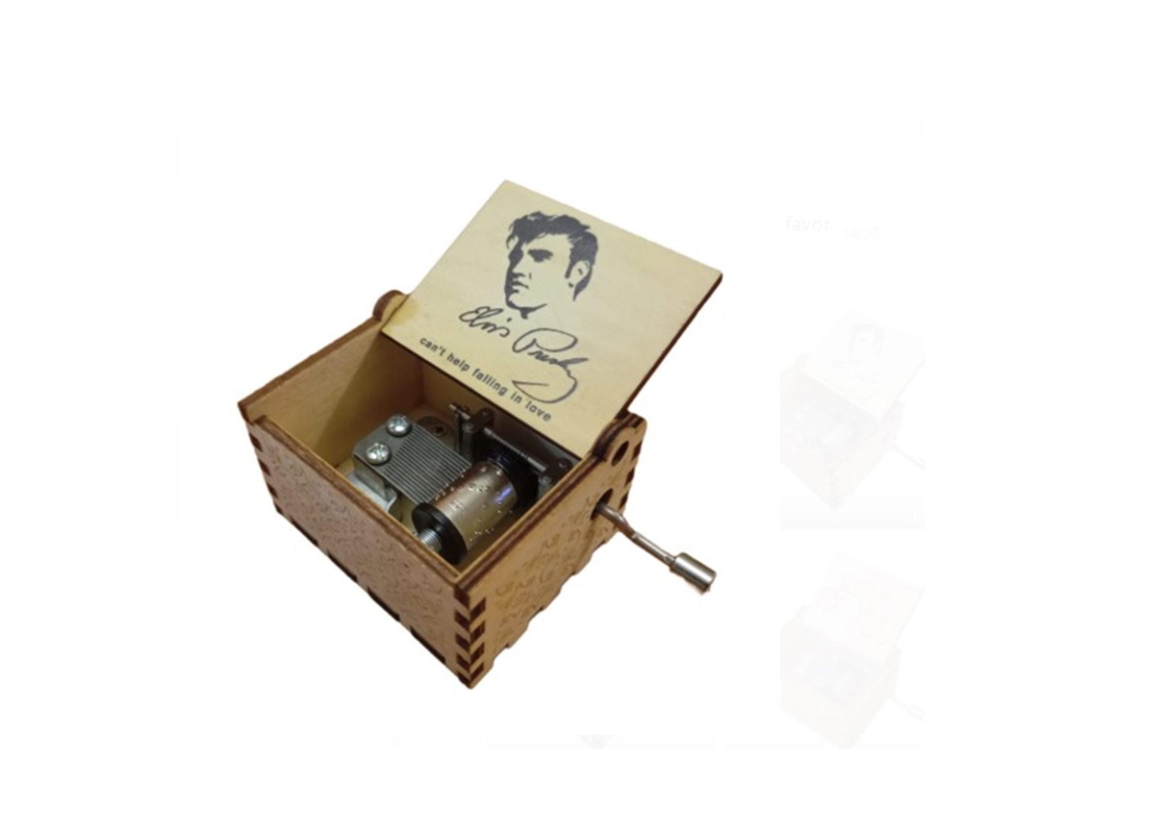 CAJA MUSICAL DE MADERA  ELVIS PRESLEY ROSTRO Y FIRMA-1
