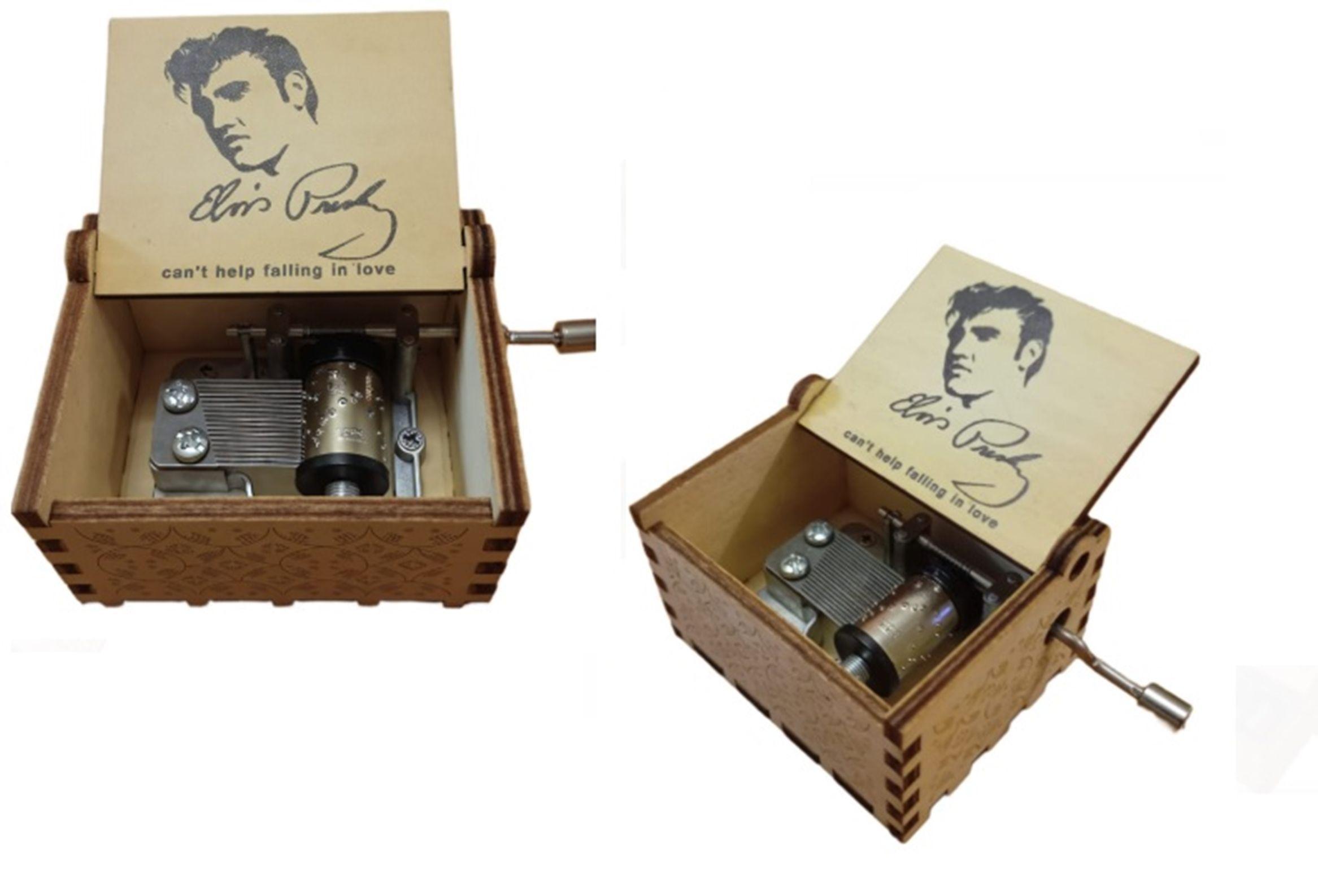 CAJA MUSICAL DE MADERA  ELVIS PRESLEY ROSTRO Y FIRMA-2