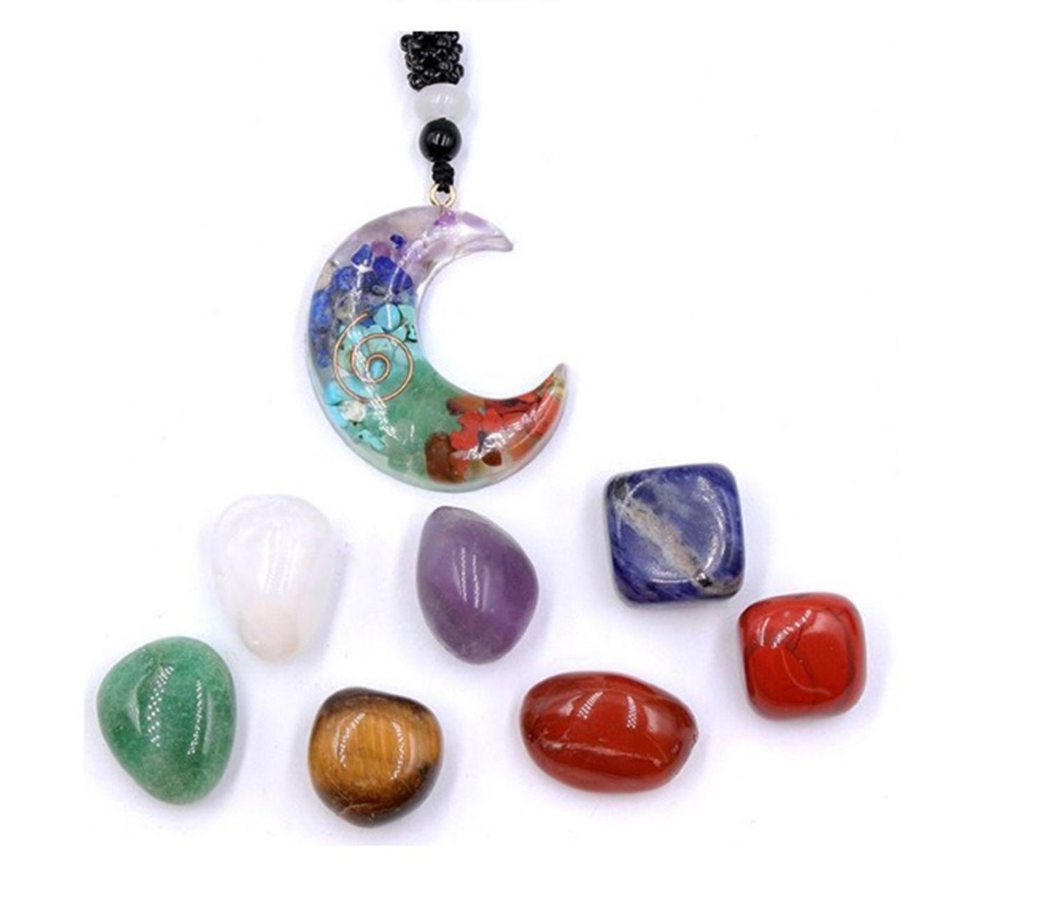 CONJUNTO DE PIEDRAS CURATIVAS Y COLLAR DE 7 CHAKRAS-1