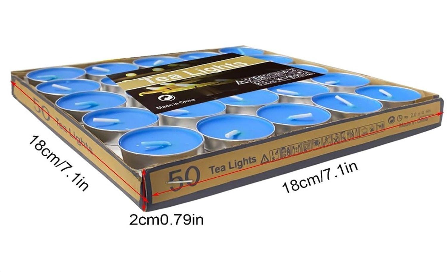 SET DE 50 VELAS TEA LIGHT 0.9 X 3.5 CM AZUL -2