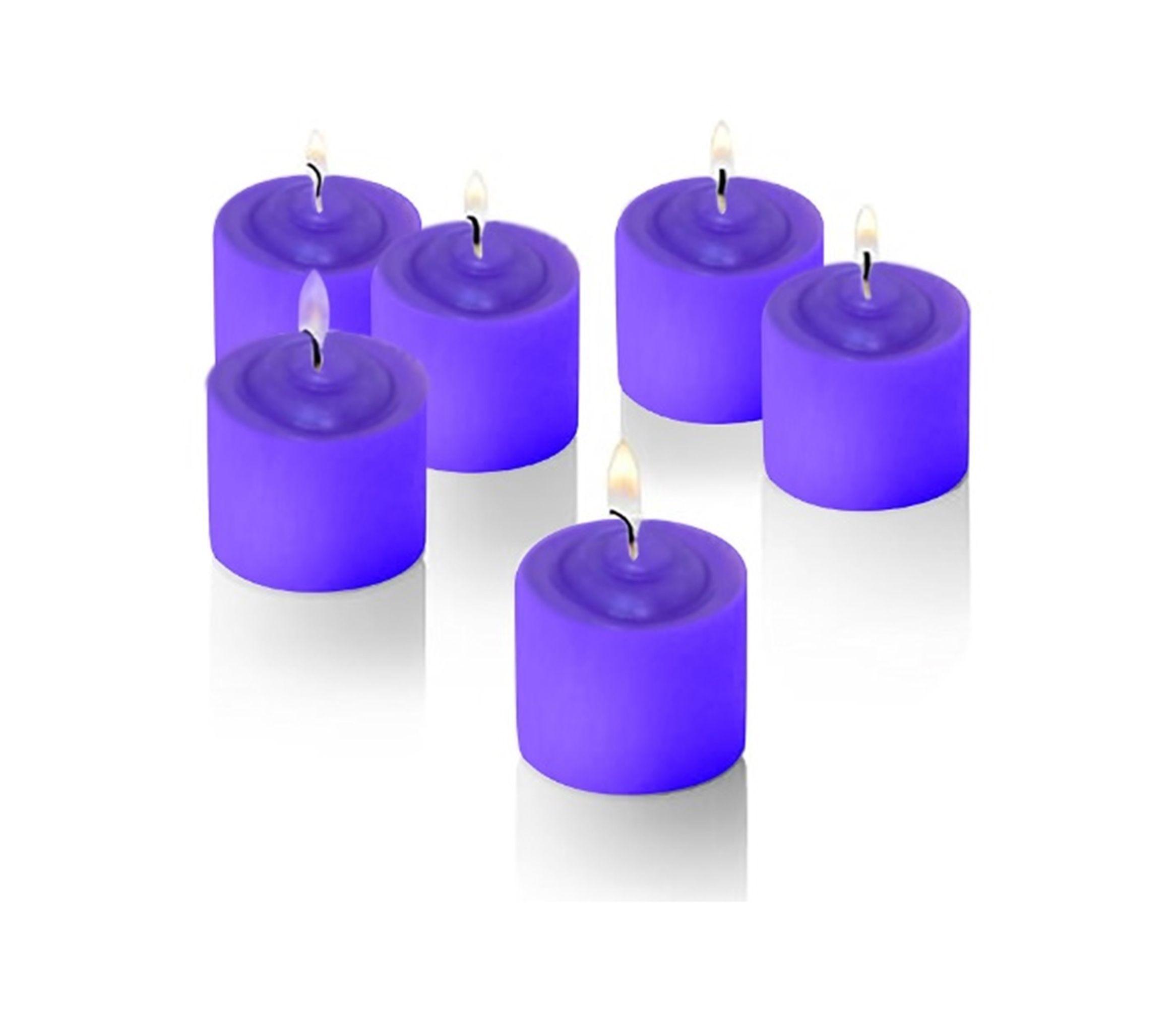 PACK 12 MINI VELAS ROMANTICAS MORADAS 3.5 CM-1