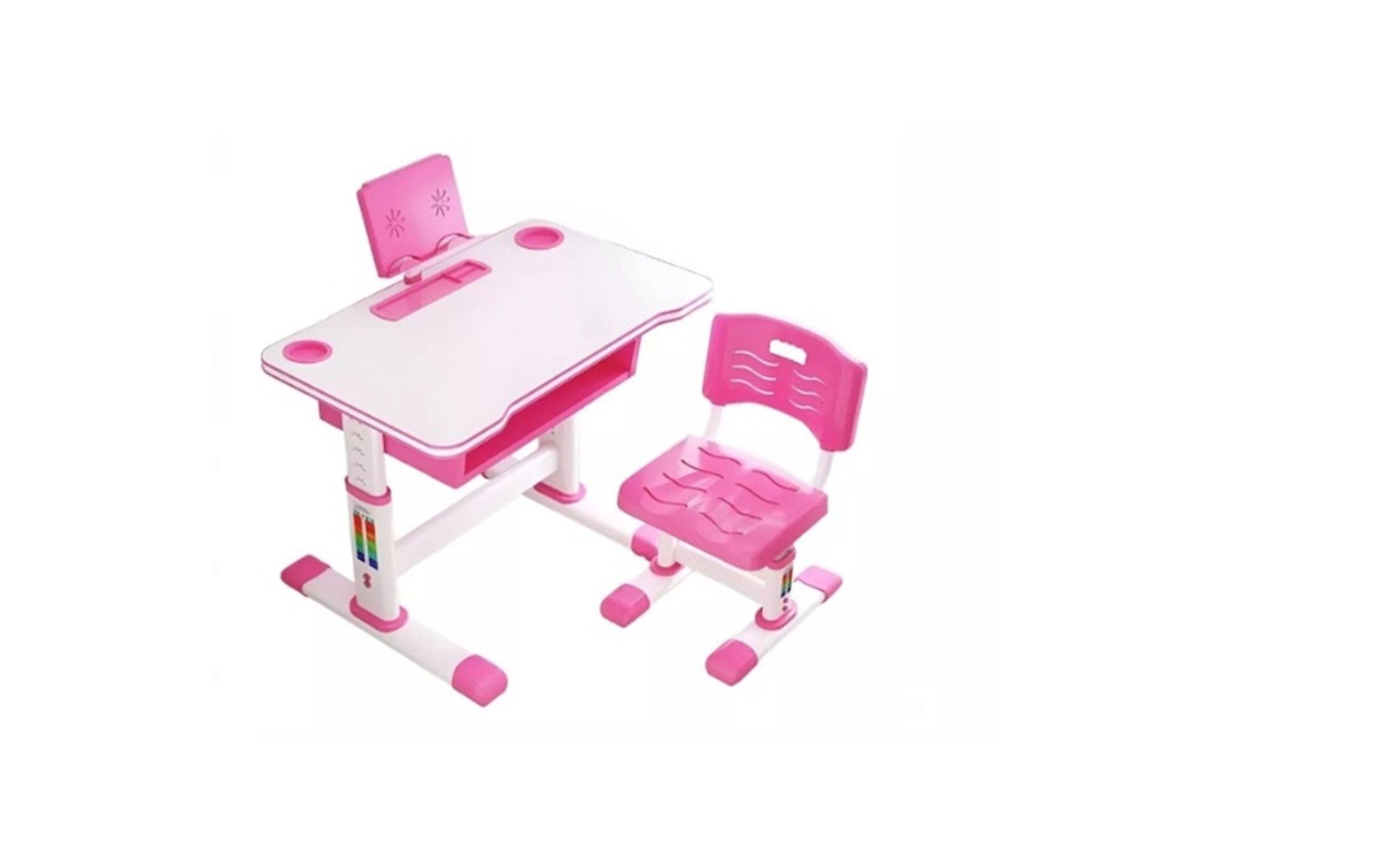JUEGO DE ESCRITORIO MESA Y SILLA PARA NIÑOS ROSADO-0