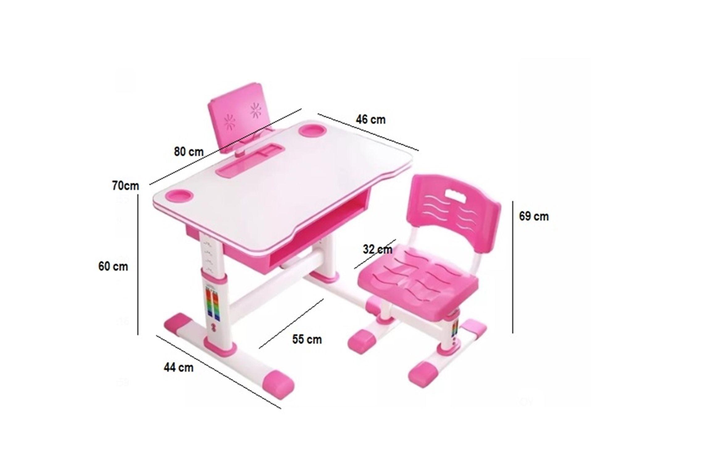 JUEGO DE ESCRITORIO MESA Y SILLA PARA NIÑOS ROSADO-1