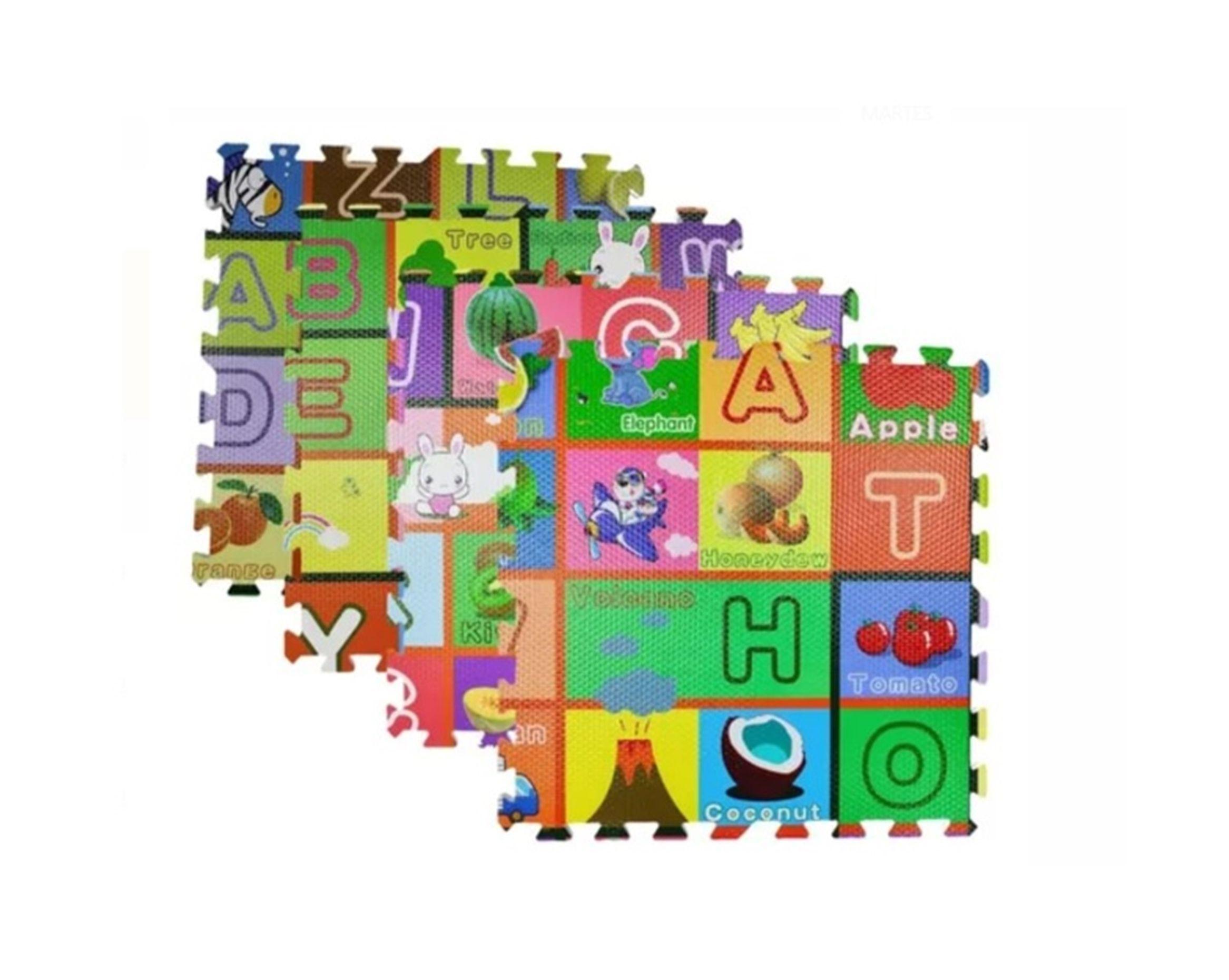 PISO ANTIGOLPE  GOMA EVA  4 LAMINAS DE LETRAS 60 X60 CM-1