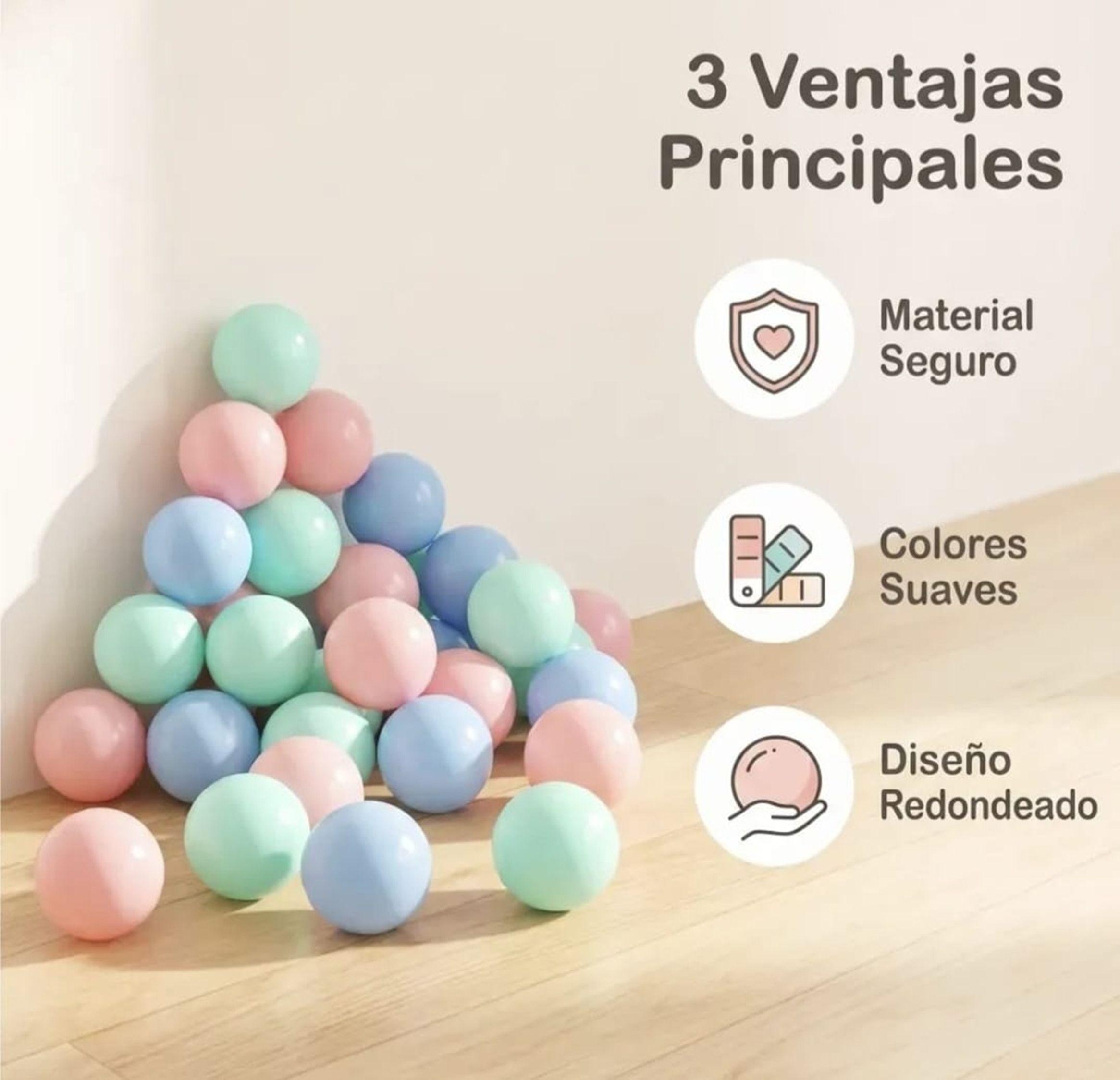 PACK 100 PELOTAS PLASTICAS EN COLORES PASTEL-6