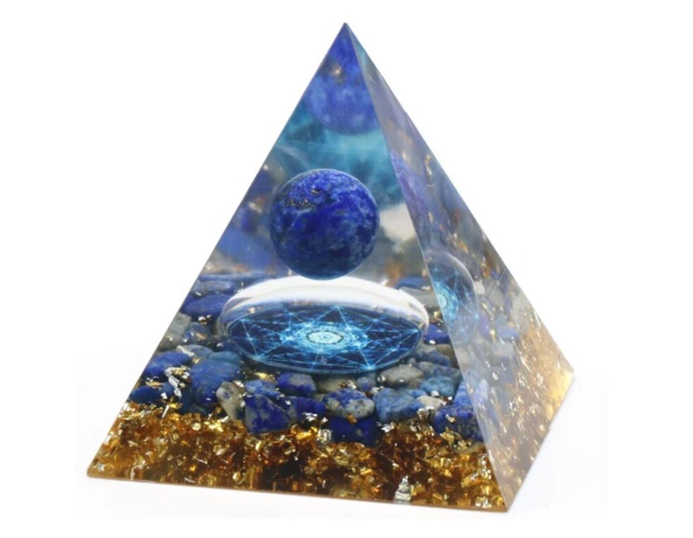 PIRAMIDE DE ORGONITA AZUL DE PIEDRA NATURAL-0