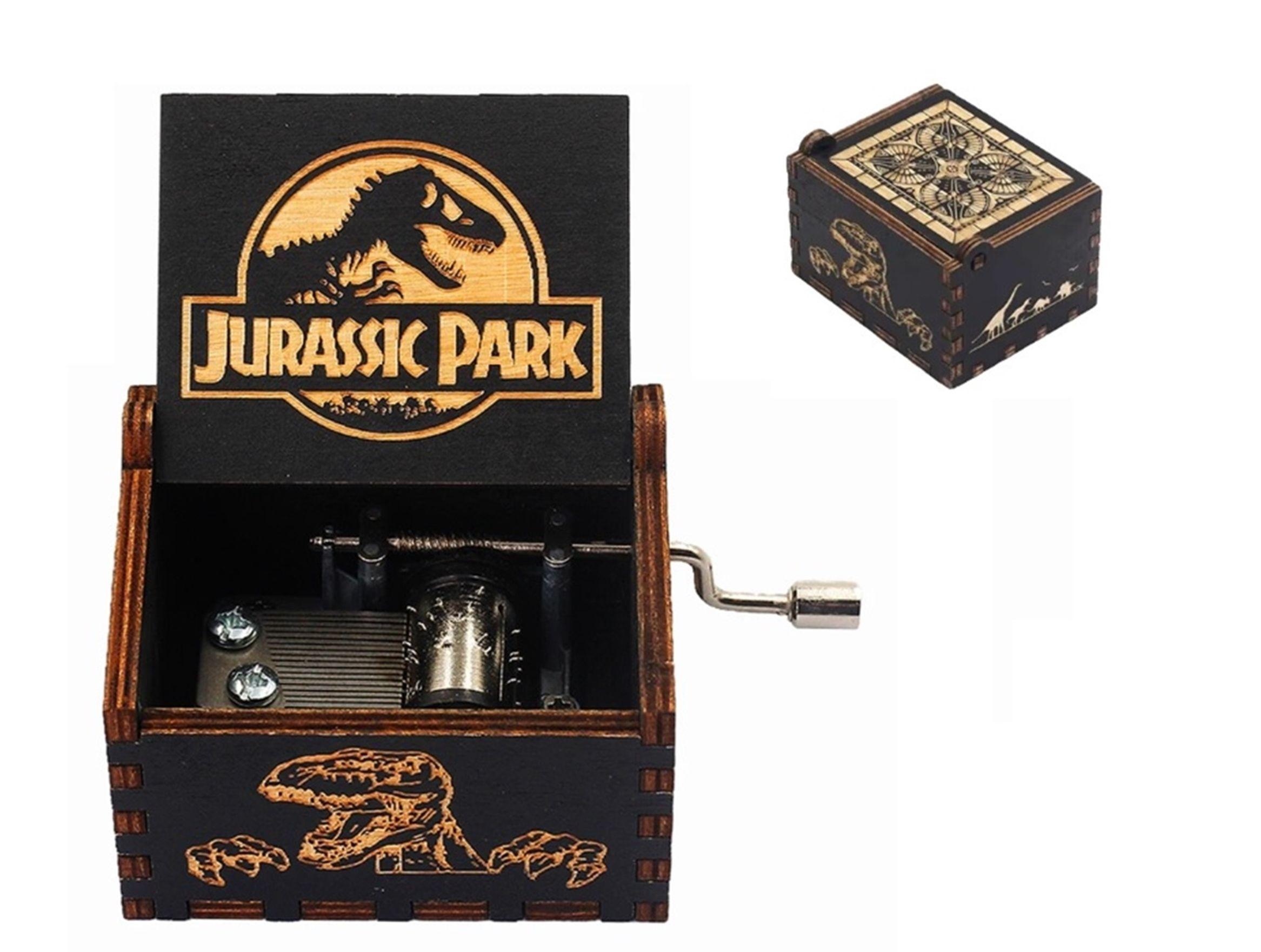 CAJA MUSICAL A MANIVELA JURASSIC PARK NEGRA-2