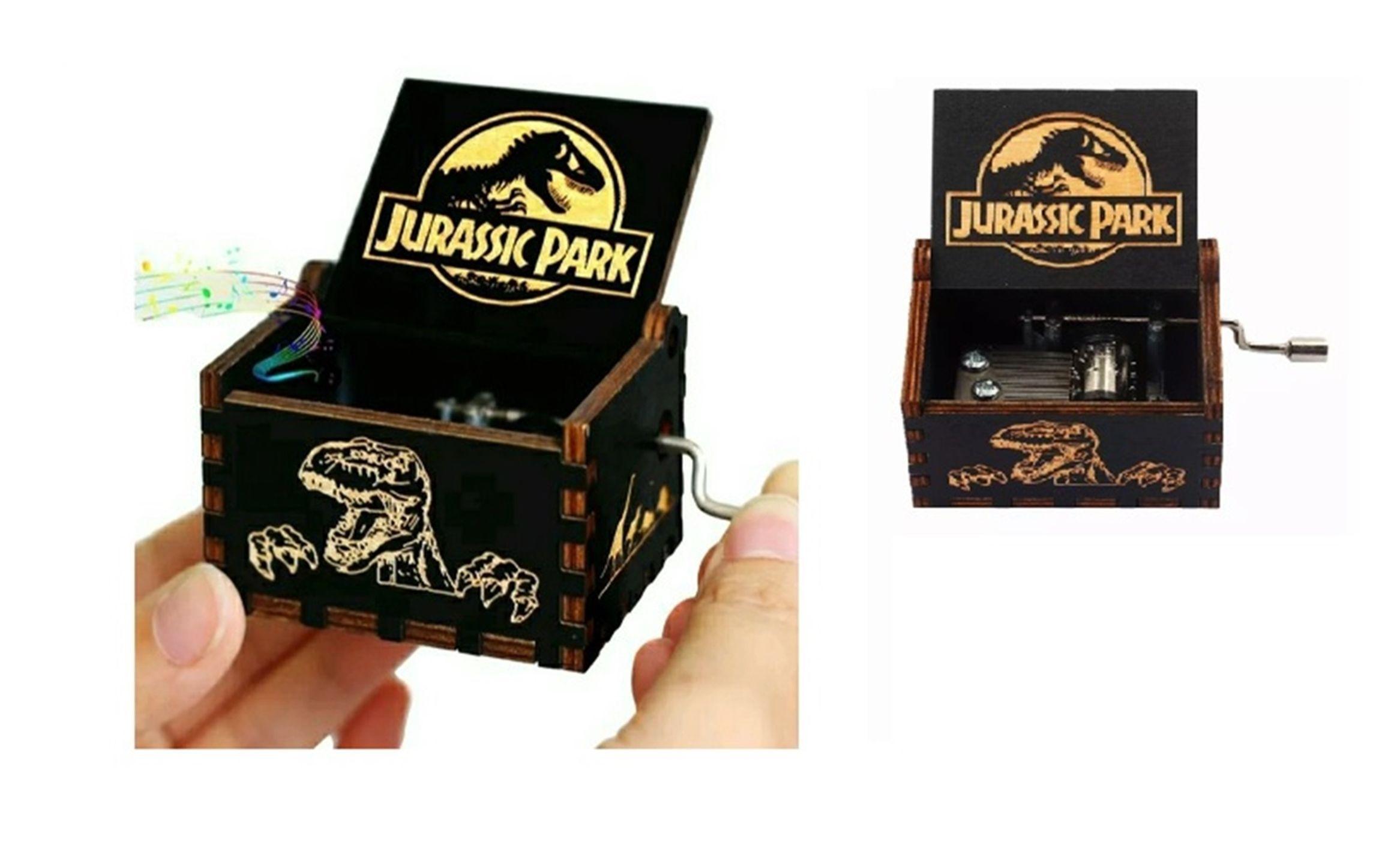 CAJA MUSICAL A MANIVELA JURASSIC PARK NEGRA-3
