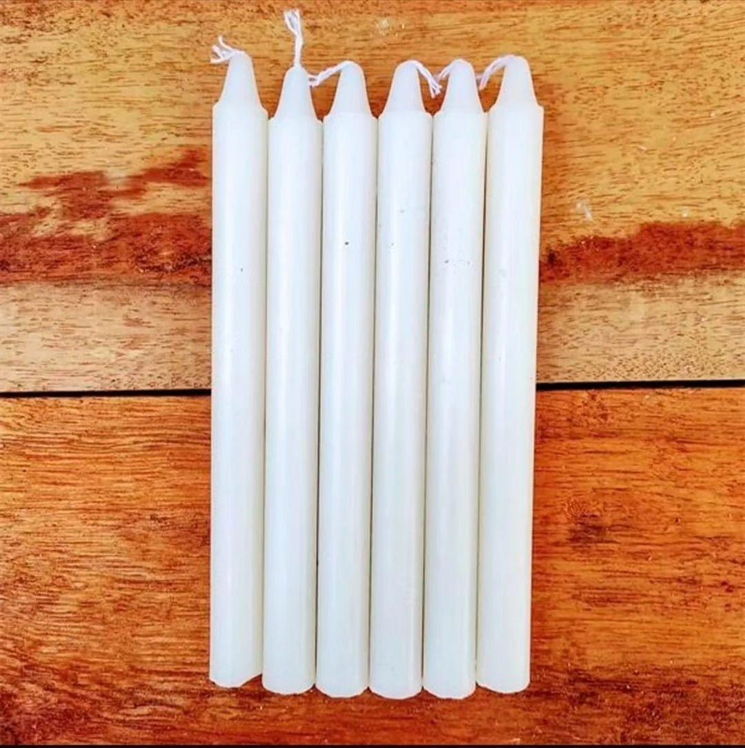 PACK 6 VELAS BLANCAS DE ILUMINACION 20x1,5 CM-2