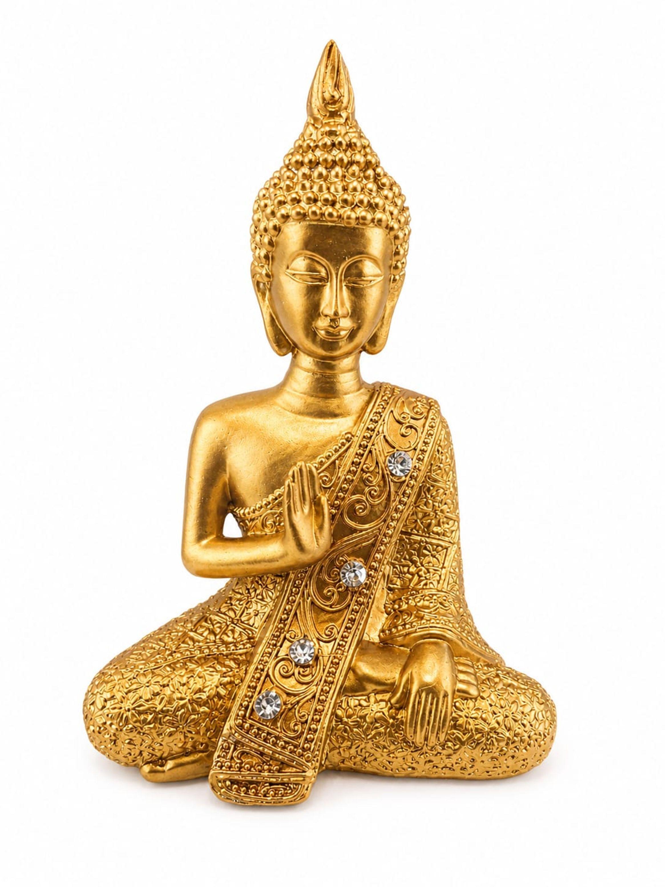 Figura Buda Dorada Decoración Hogar Meditación 13cm-0