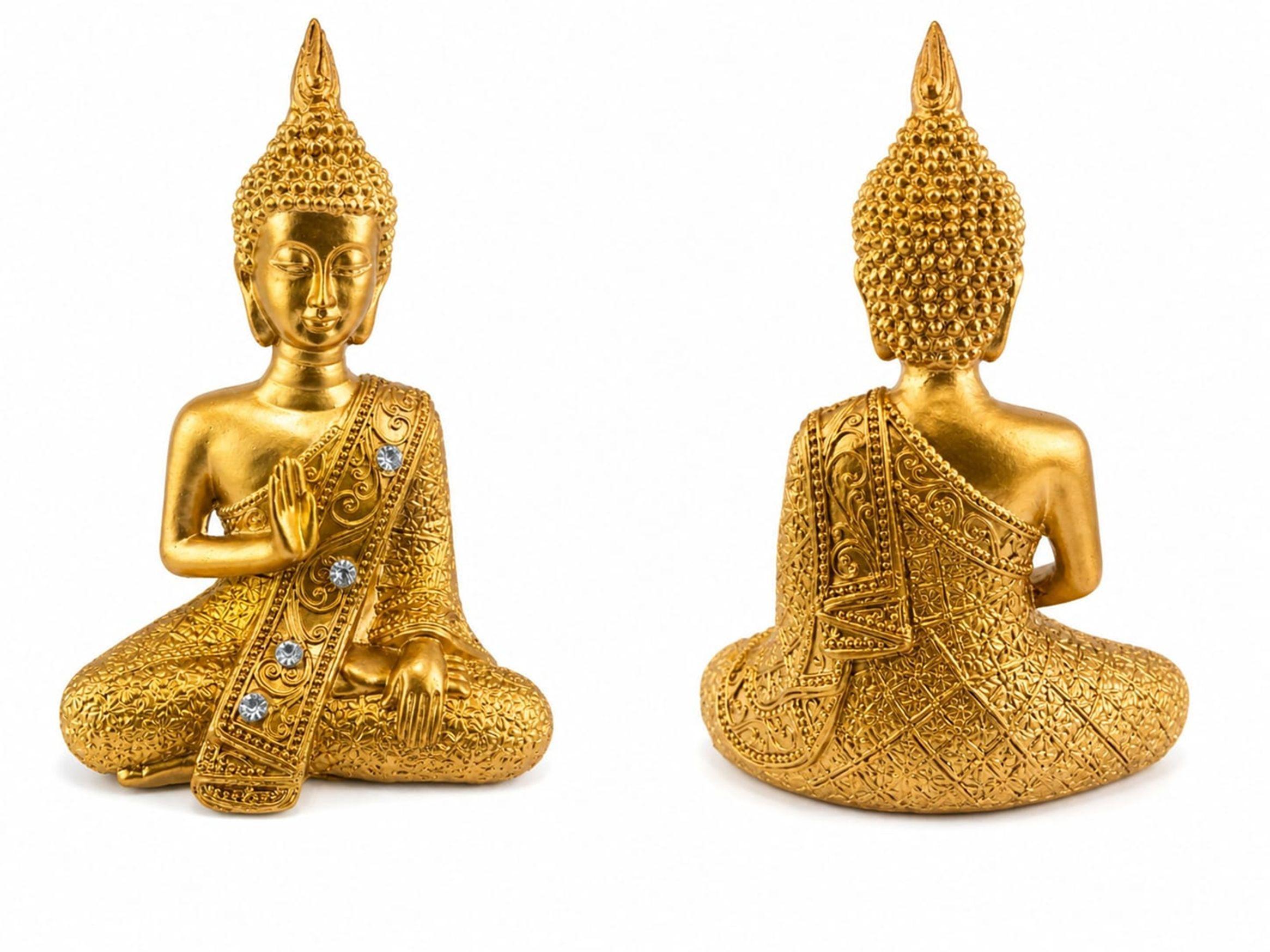 Figura Buda Dorada Decoración Hogar Meditación 13cm-1