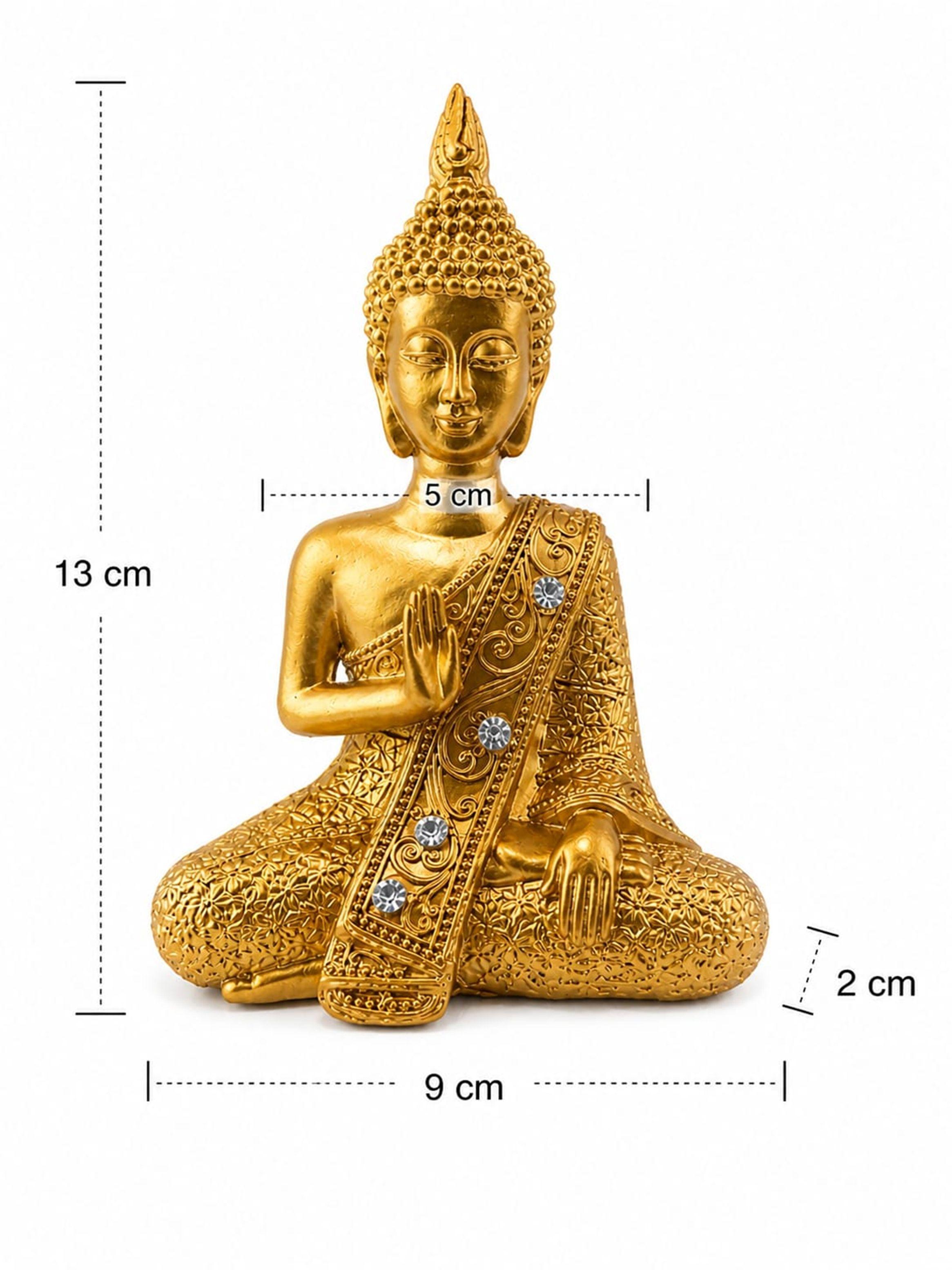 Figura Buda Dorada Decoración Hogar Meditación 13cm-2
