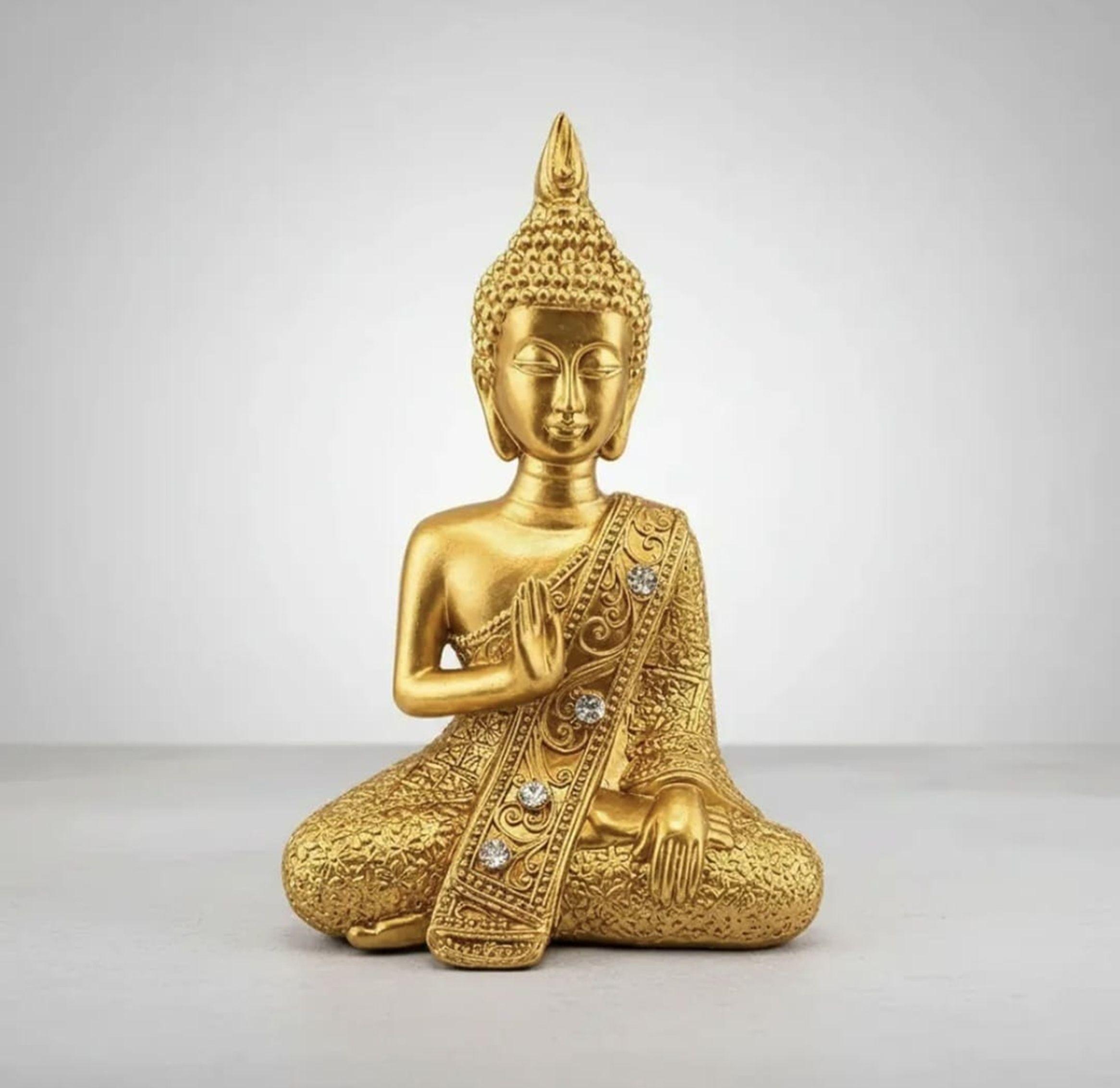 Figura Buda Dorada Decoración Hogar Meditación 13cm-3