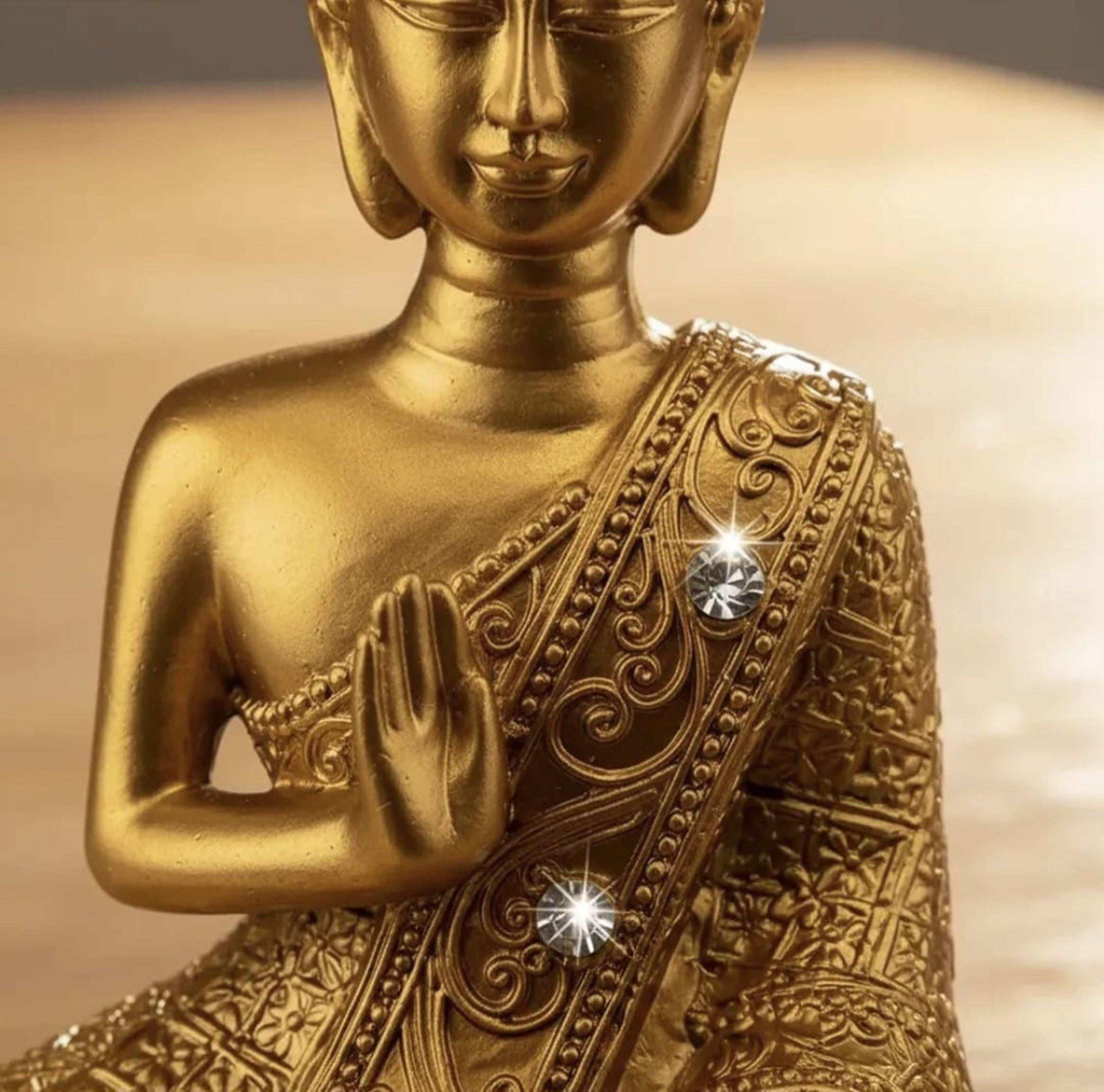 Figura Buda Dorada Decoración Hogar Meditación 13cm-5