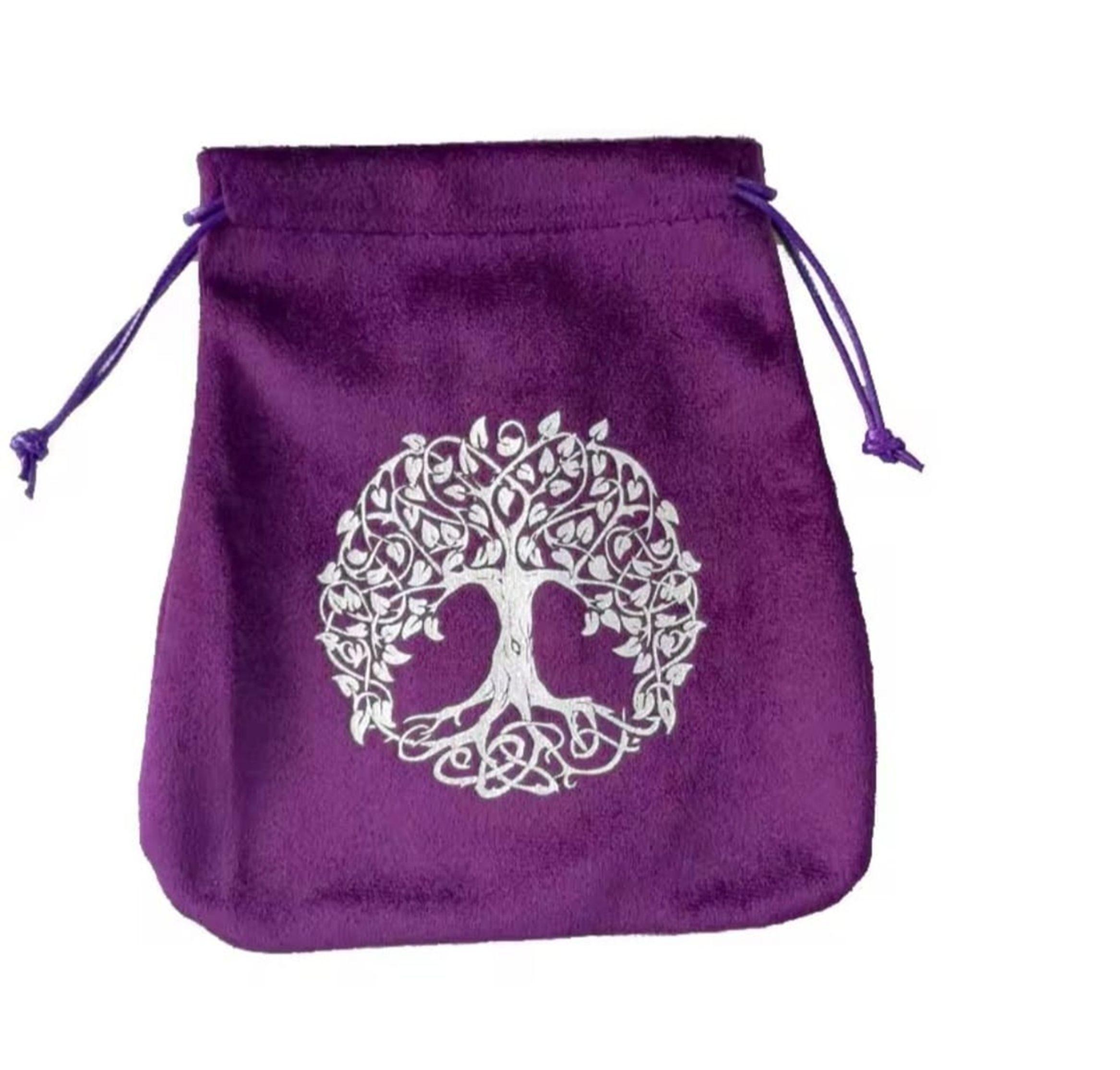 BOLSA  ARBOL DE LA VIDA y PIEDRAS DE TERCIOPELO 16X13 CM-2