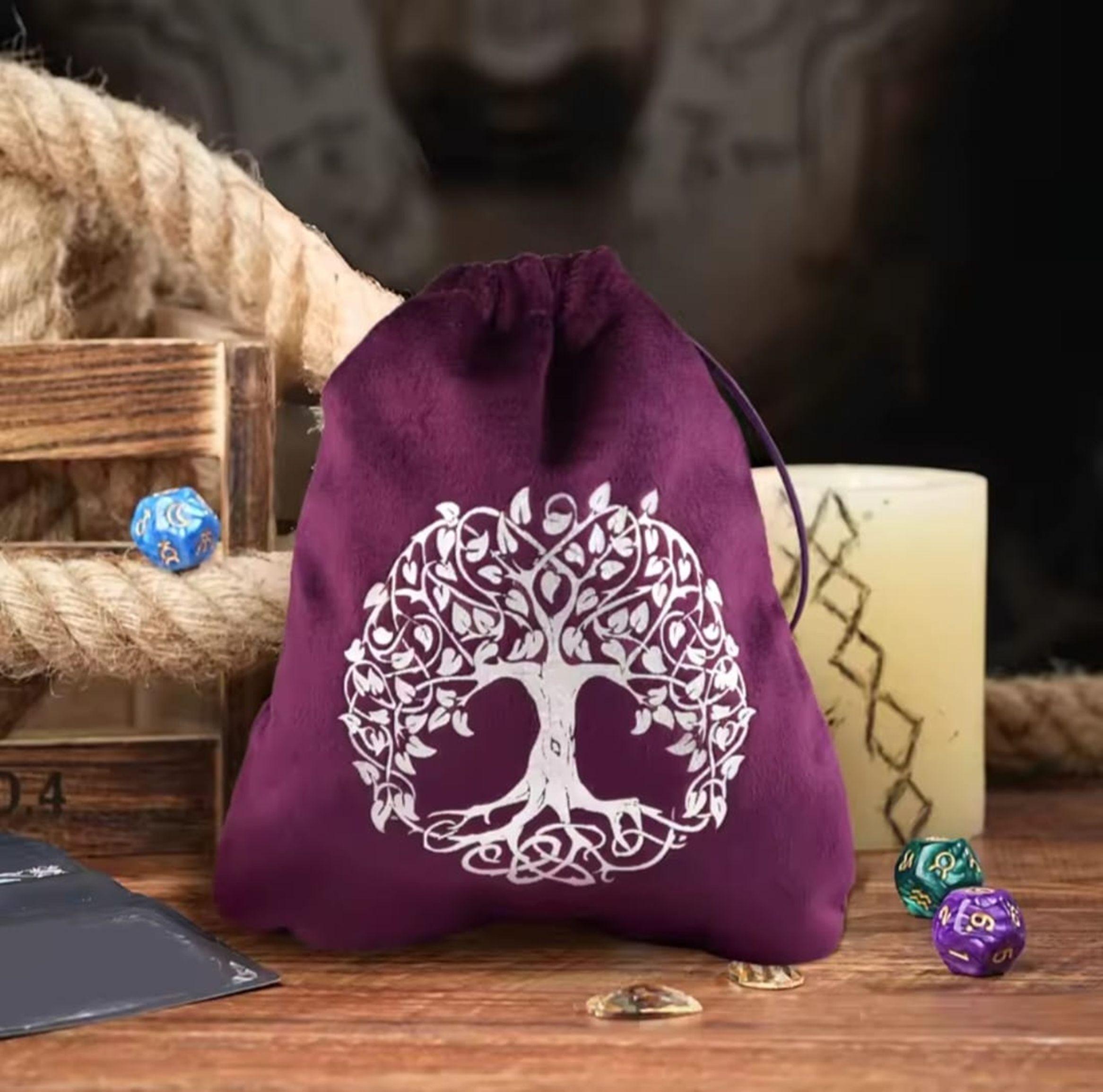 BOLSA  ARBOL DE LA VIDA y PIEDRAS DE TERCIOPELO 16X13 CM-3