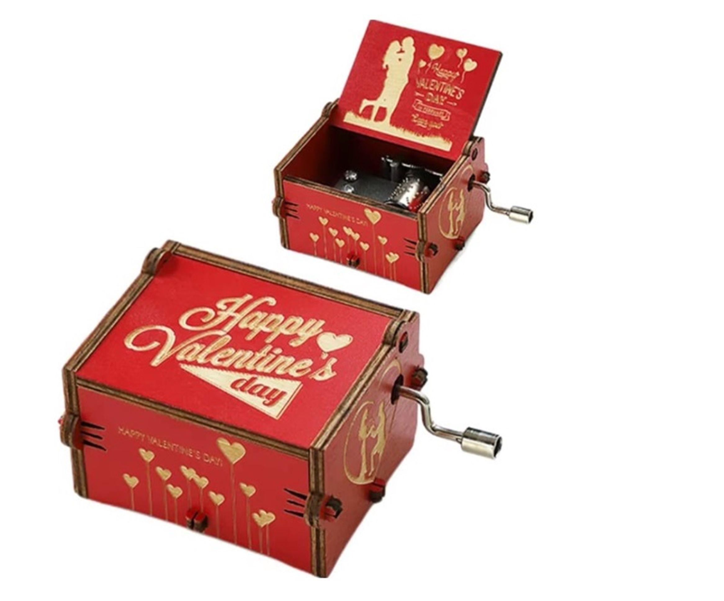 CAJA MUSICAL DE MADERA  HAPPY VALENTINE'S DAY-3