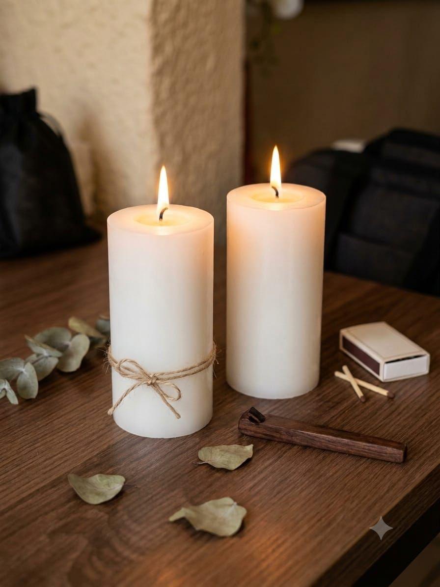 PACK VELAS  BLANCAS DECORACION HOGAR CIRIOS  10x5 cm-2