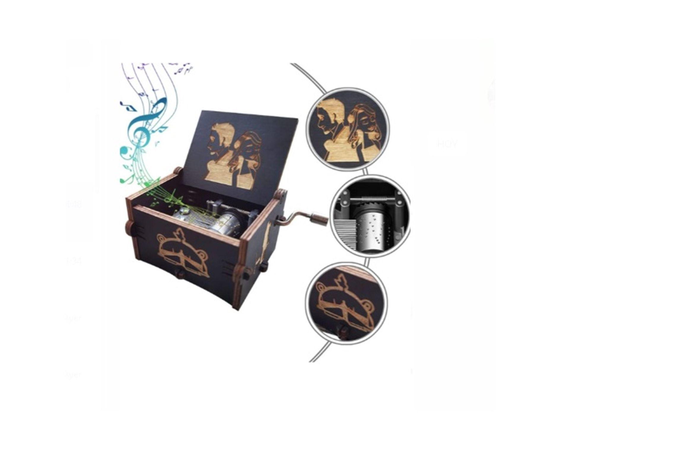 CAJA MUSICAL DE MADERA CON MANIVELA LA LA LAND NEGRA-2