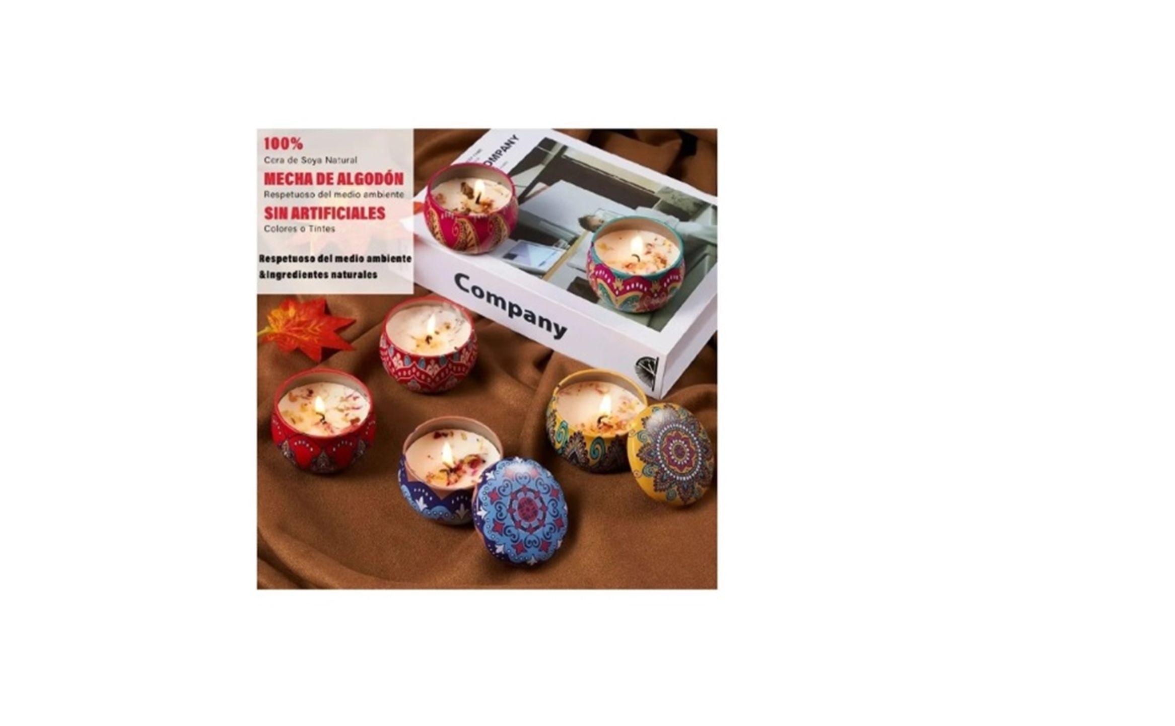 PACK 6 VELAS ROMATICAS CON PETALOS DECORATIVOS-2