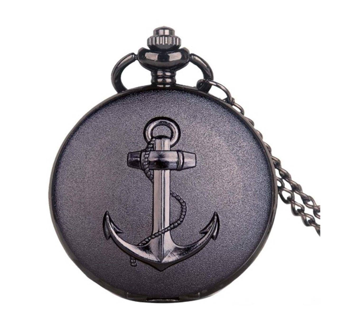 RELOJ DE BOLSILLO ANCLA  NEGRO VINTAGE-0