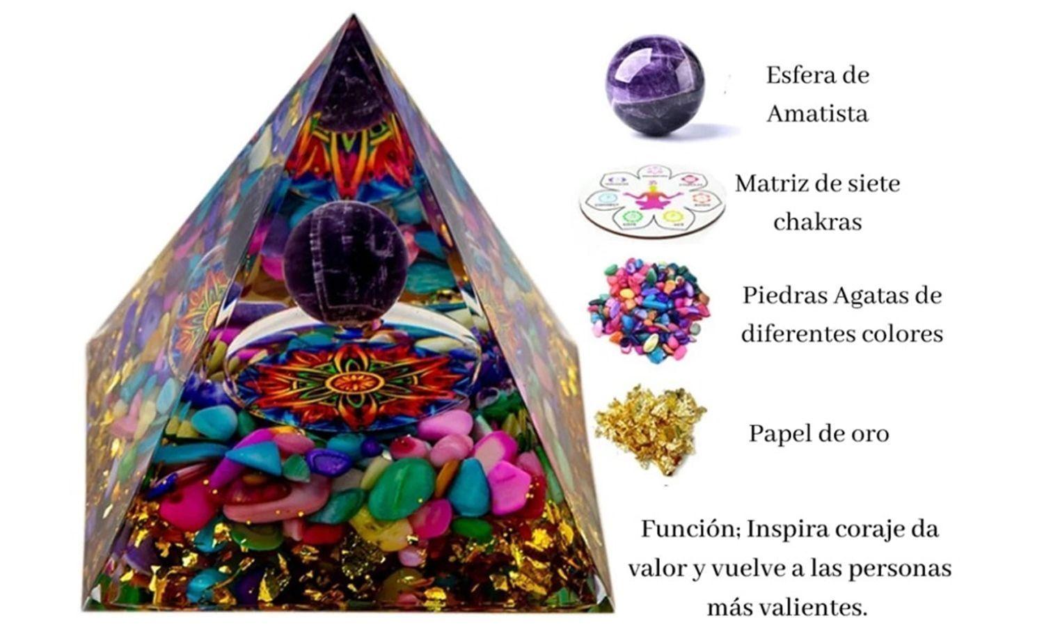 PIRAMIDE DE ORGON CON BOLA DE AMATISTA 5X5 CMS-2