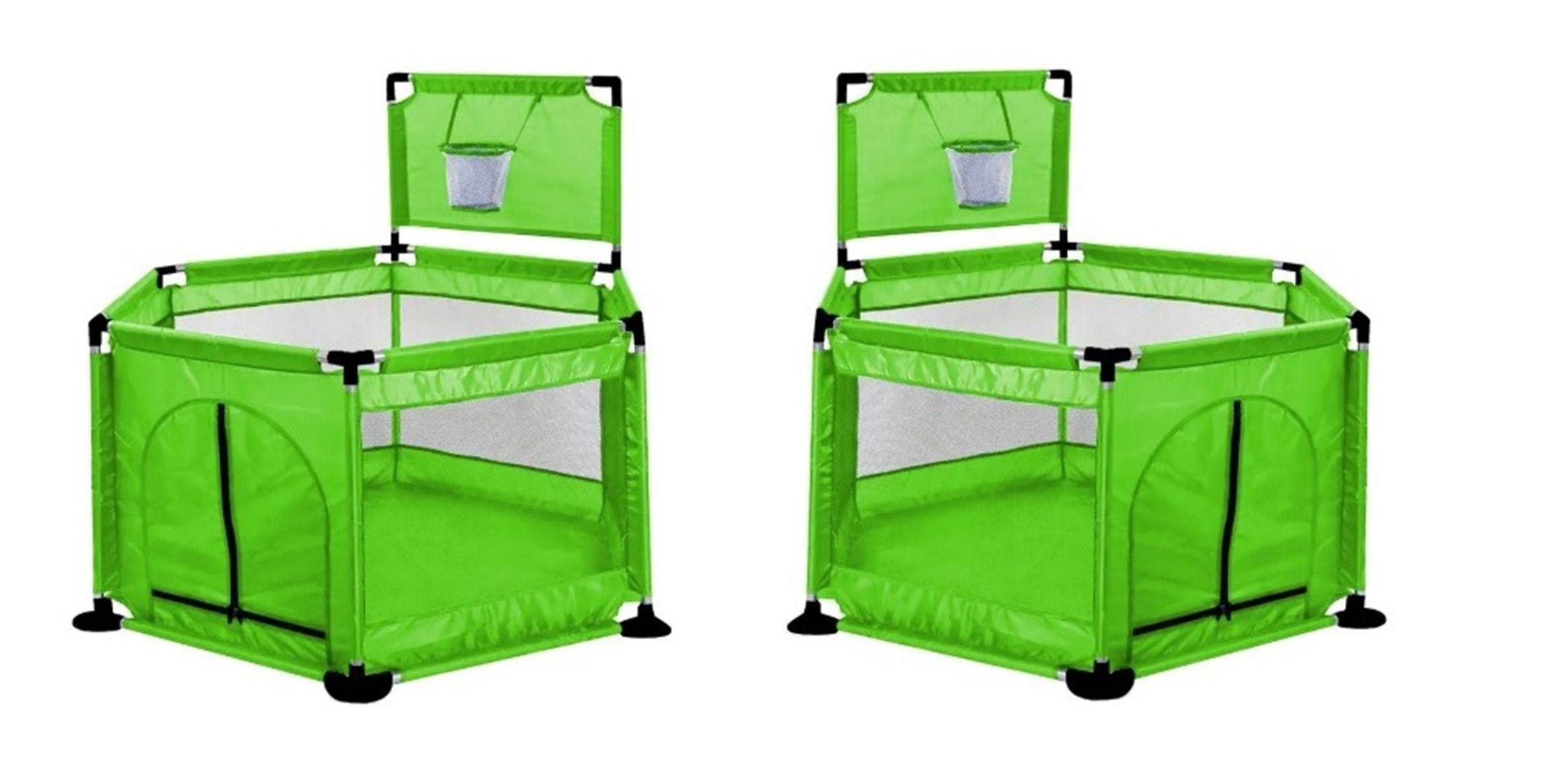 CORRAL EXAGONAL CON ARO BASKETBALL PARA BEBES VERDE PISTACHO-3