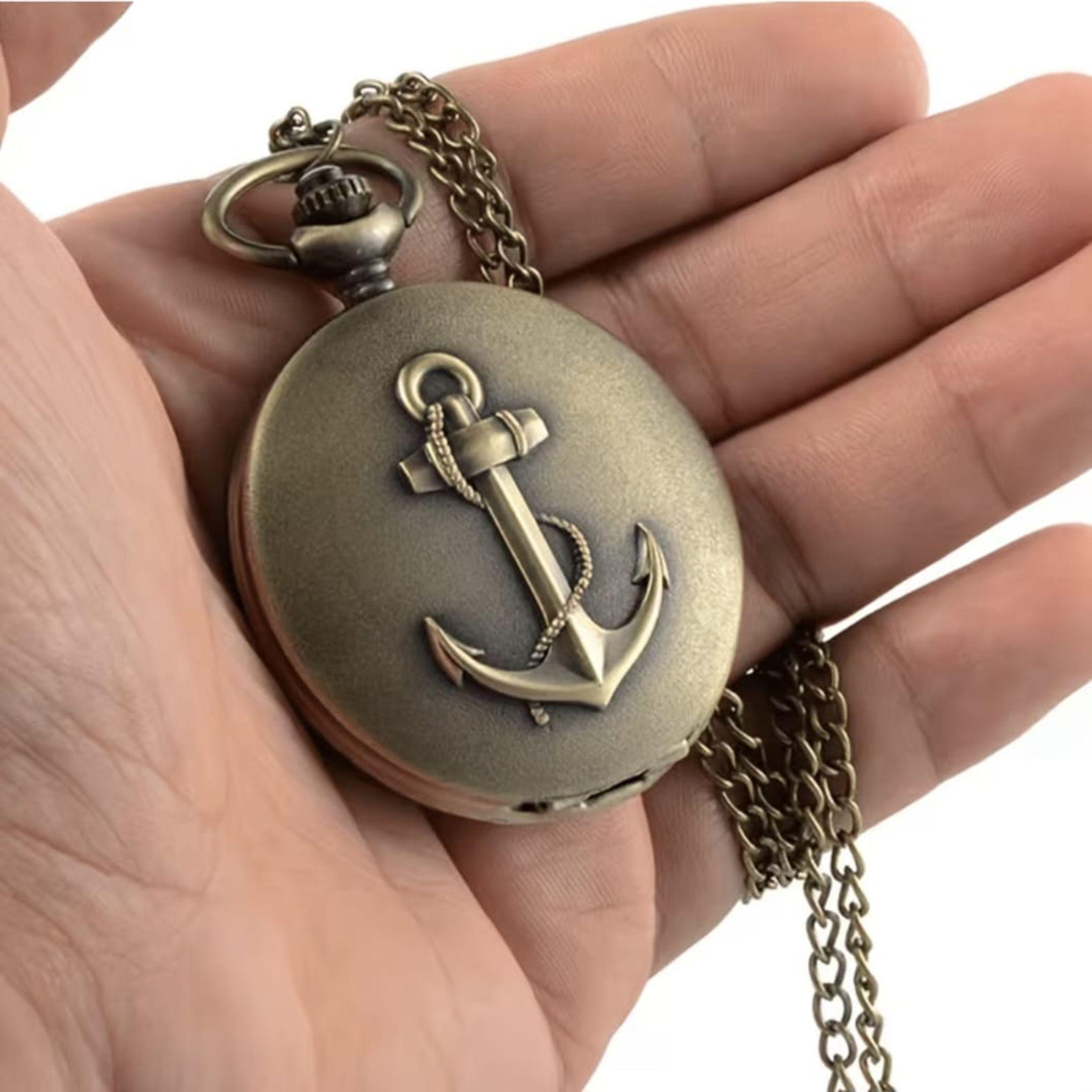 RELOJ DE BRONCE DE BOLSILLO DE ANCLA-3