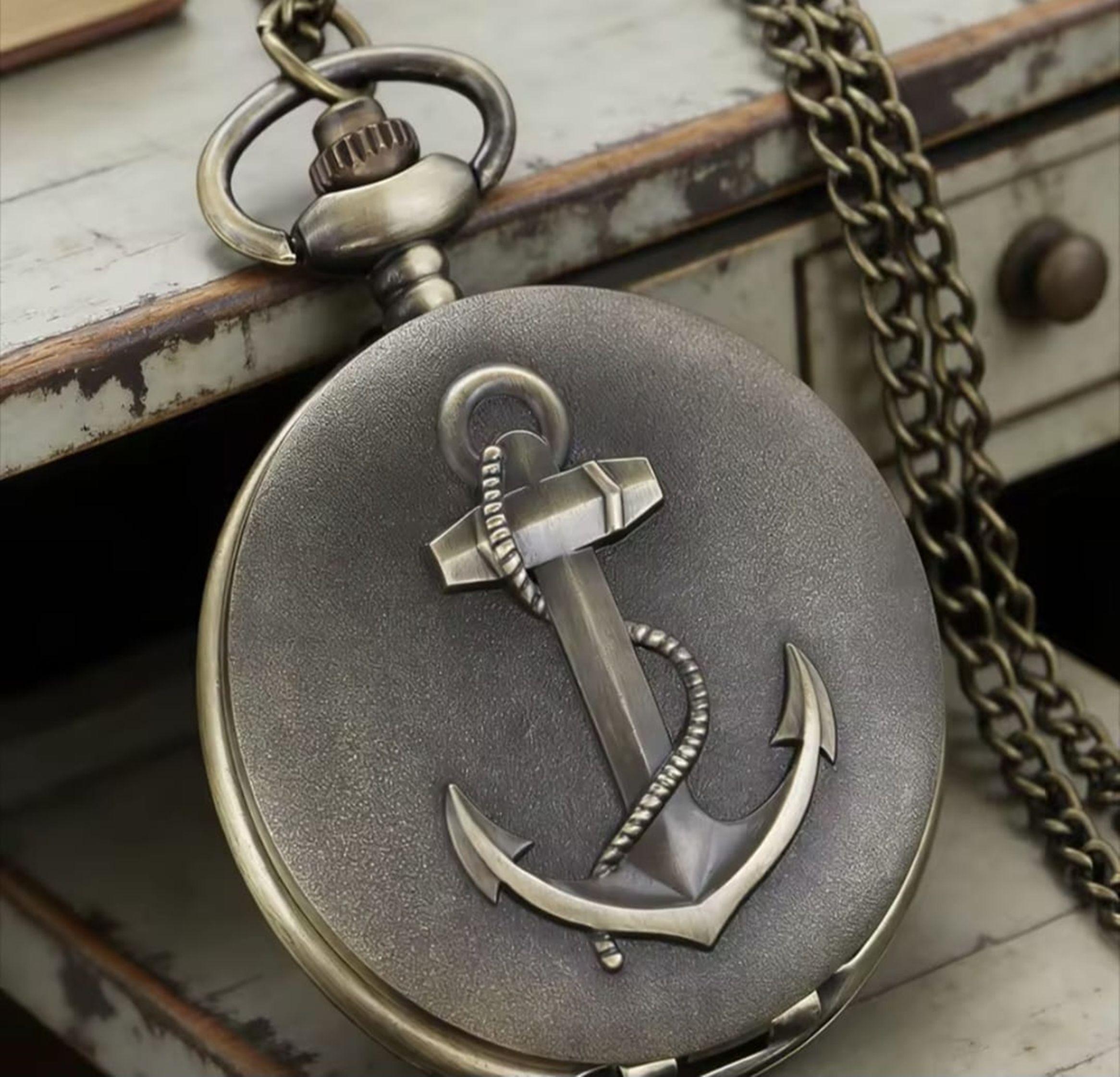 RELOJ DE BRONCE DE BOLSILLO DE ANCLA-5