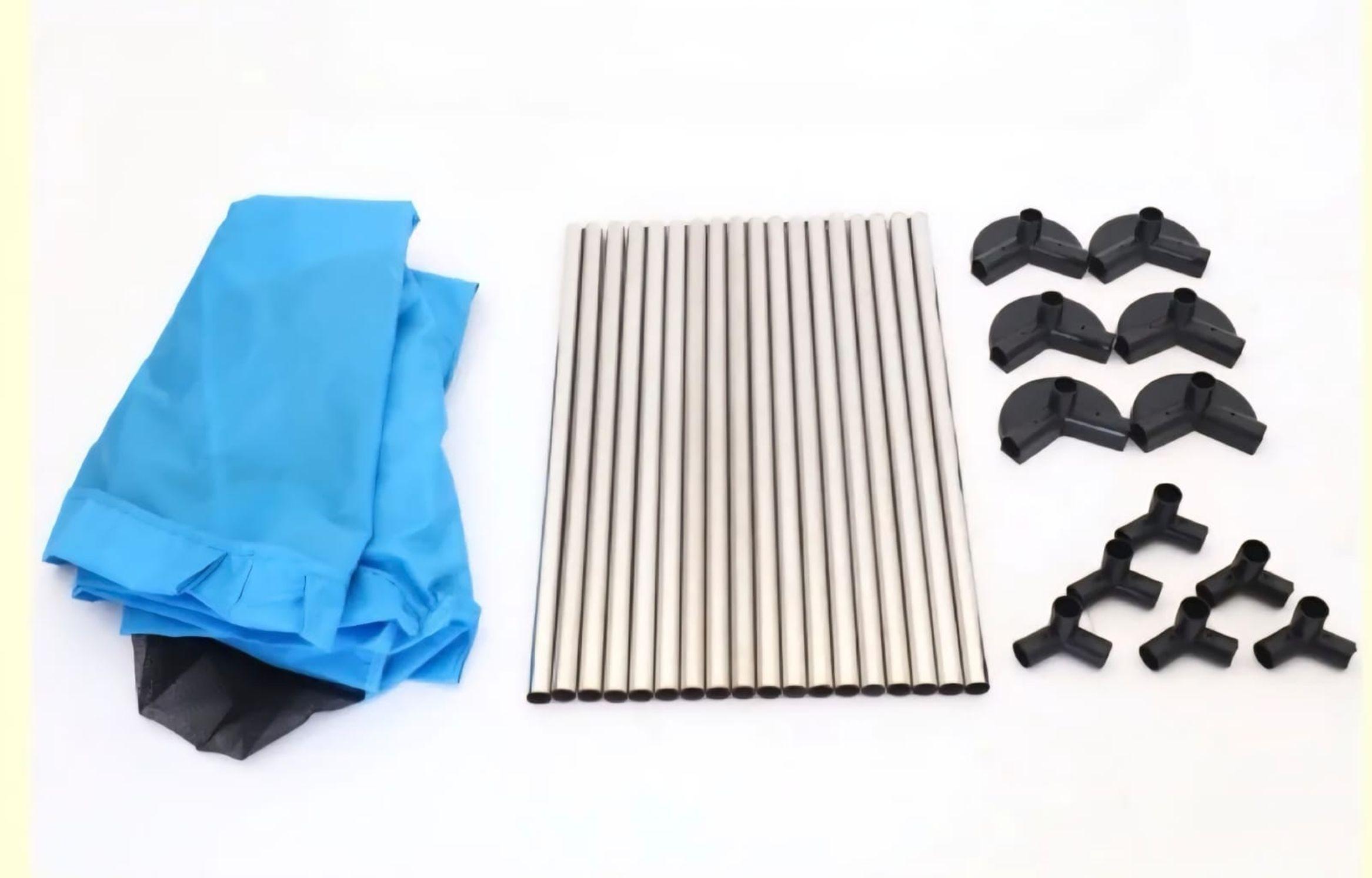 Corral Piscina De Pelotas Bebé Plegable Hexagonal Con Malla Azul-2