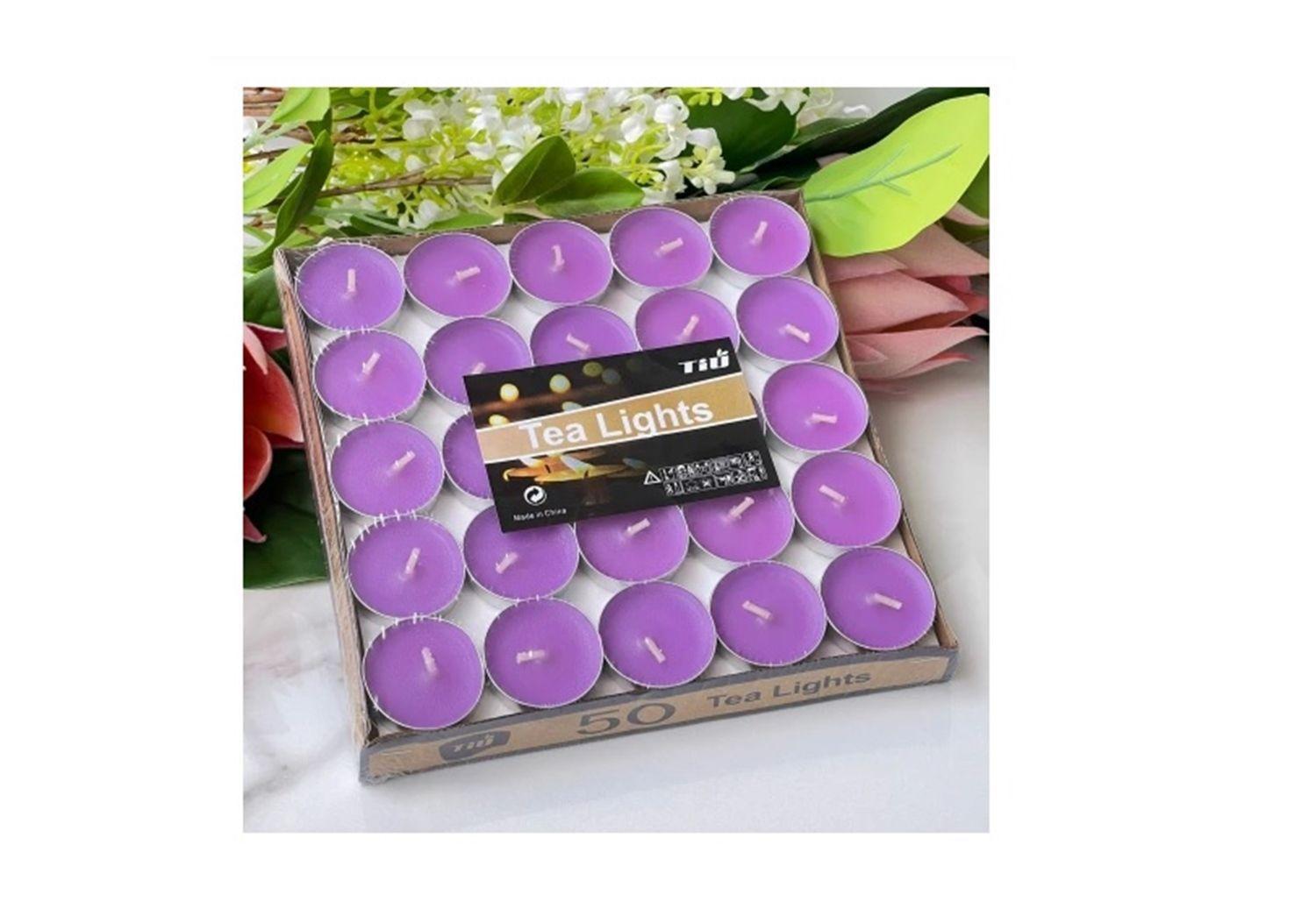 SET DE 50 VELAS TEA LIGHT 0.9 X 3.5 CM LILA-4