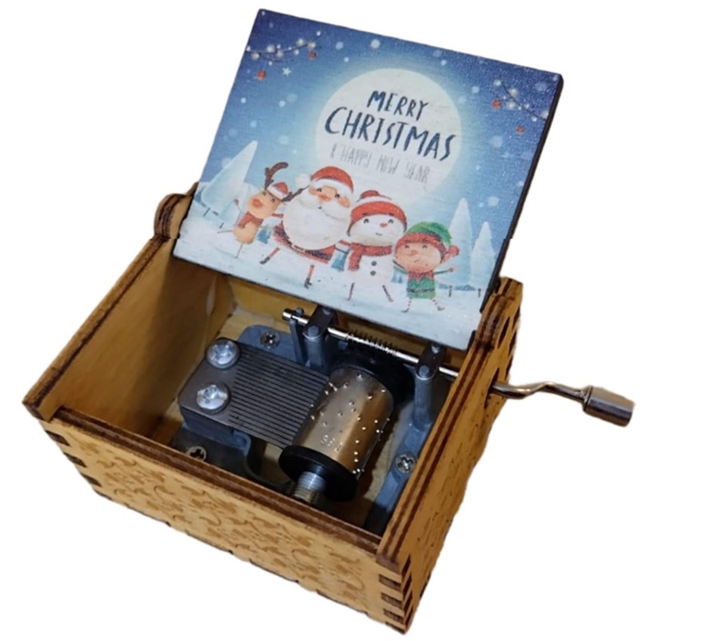 CAJA MUSICAL DE MADERA  DE NAVIDAD  CAFE-2