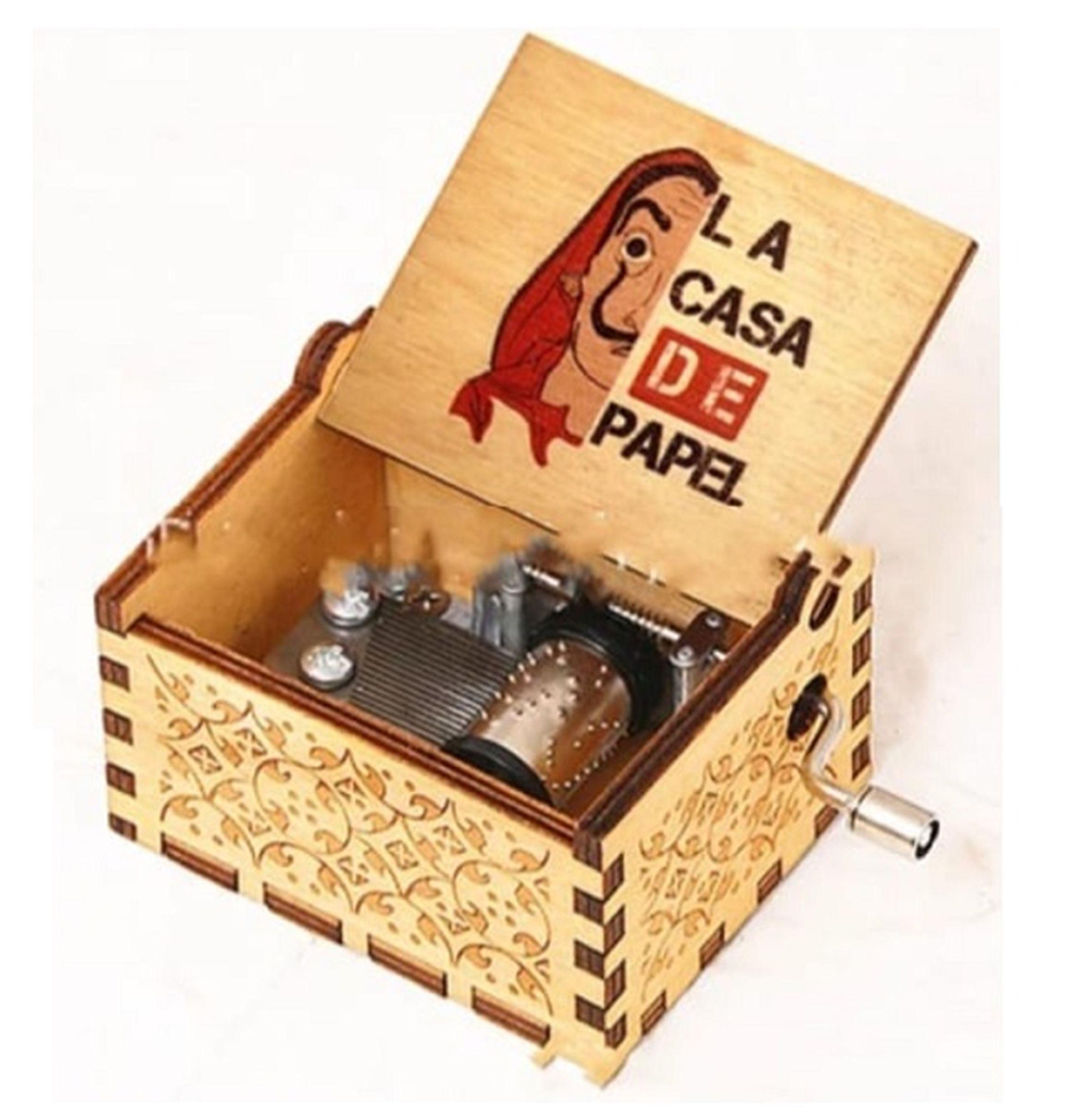 CAJA MUSICAL DE MADERA CASA DE PAPEL-0