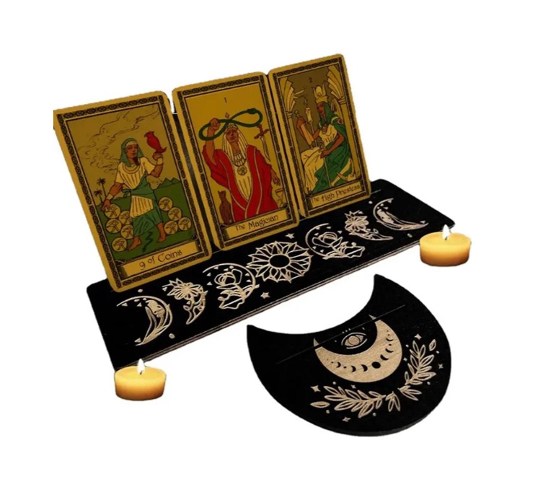 SOPORTE DE MADERA PARA TAROT  MEDIA LUNA-0