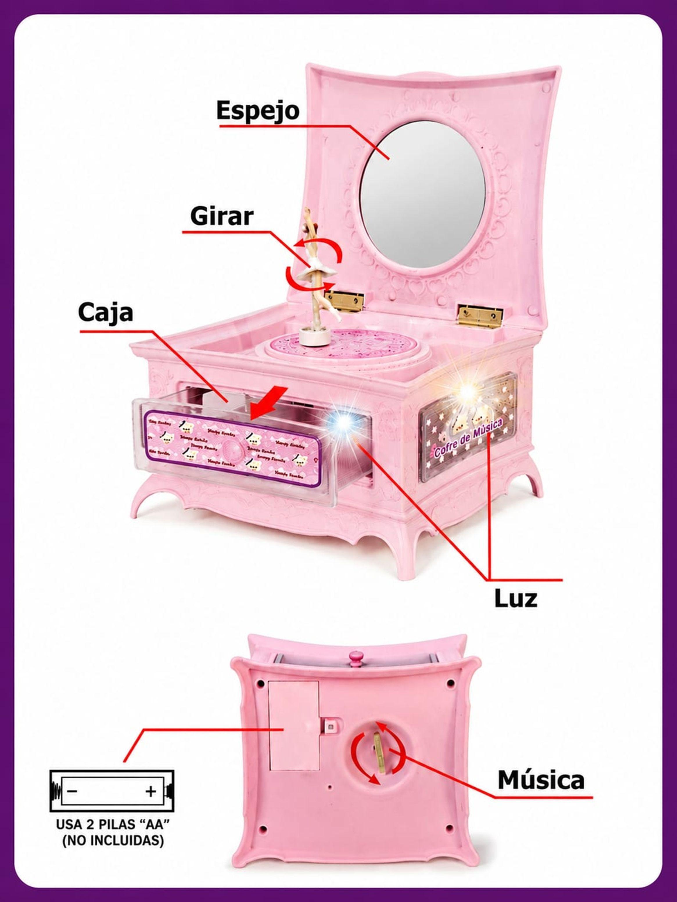 CAJA MUSICAL CON BAILARINA  JOYERO Y LUCES-2