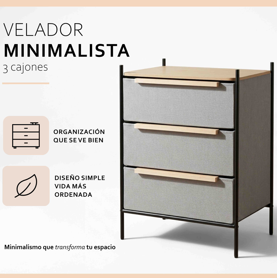 Velador Cajonera 3 Cajones Carry All Línea Minimalist -1