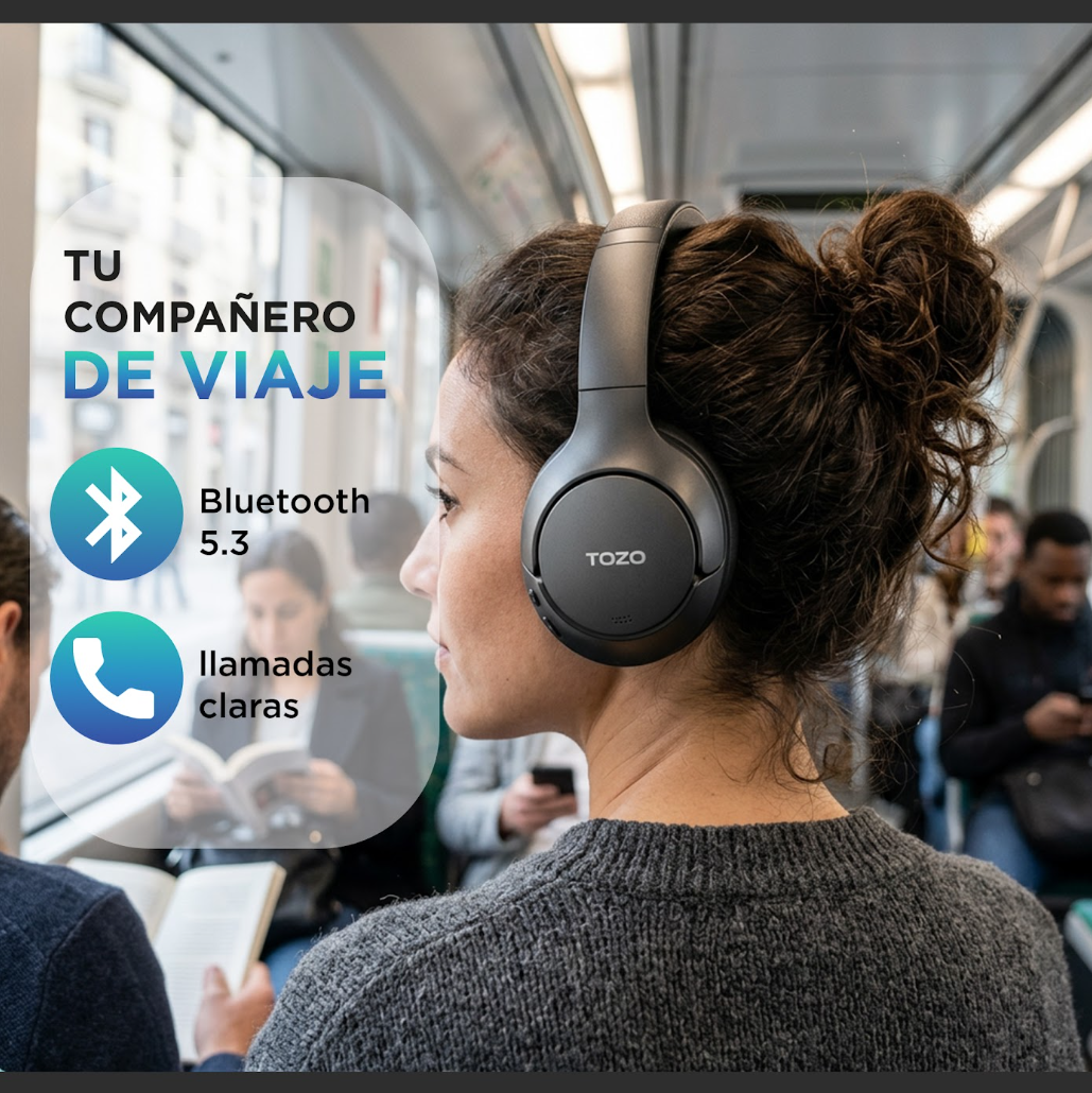 Audífonos Inalámbricos TOZO H100 Over Ear 70H Bluetooth 5.4-6