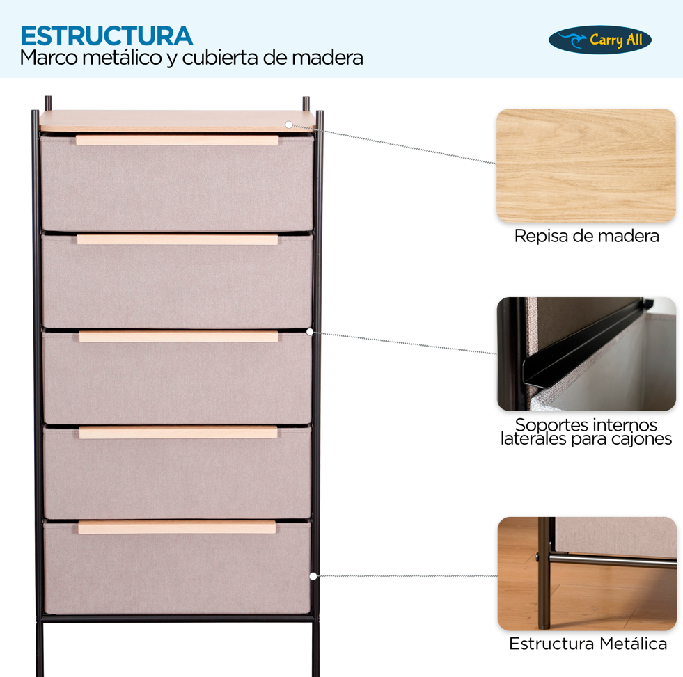 Comoda 5 Cajones Carry All® Línea Minimalist -2