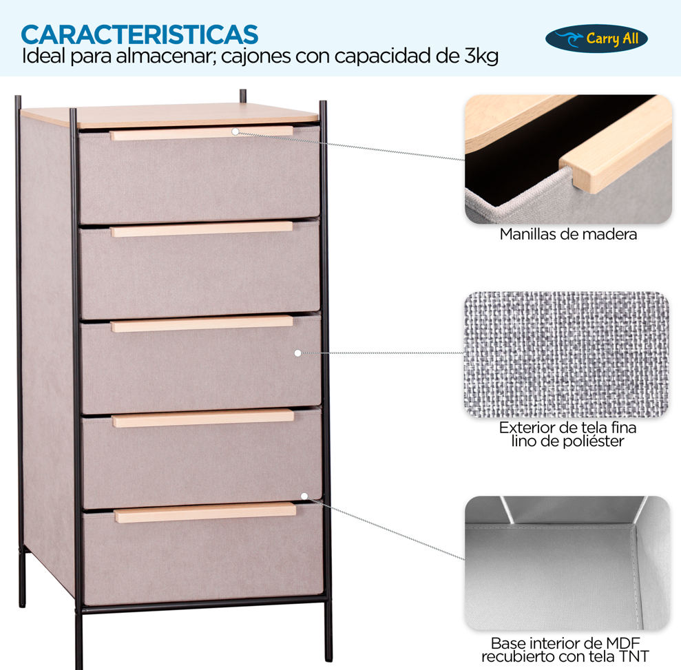  Comoda 5 Cajones Carry All® Línea Minimalist -3