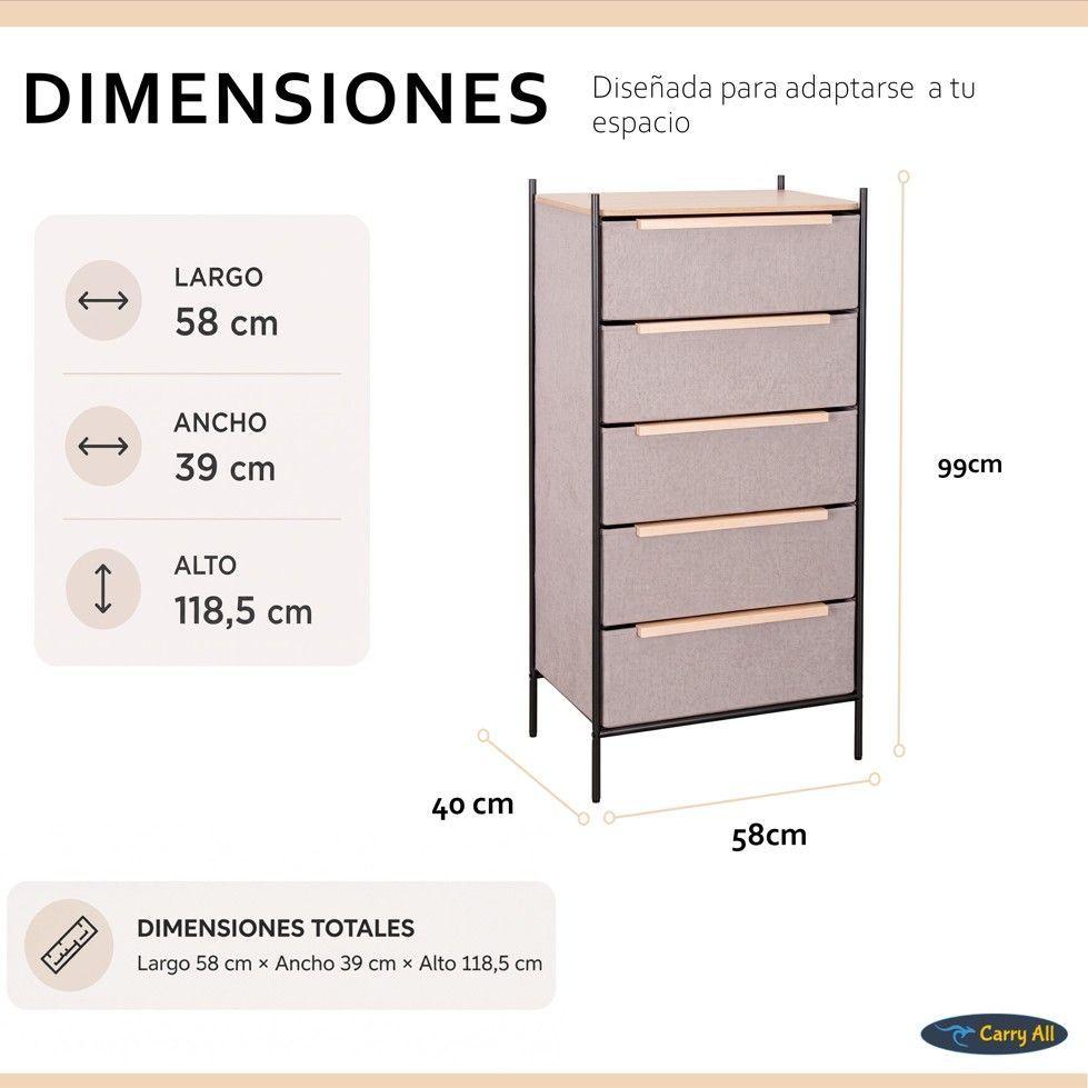  Comoda 5 Cajones Carry All® Línea Minimalist -4