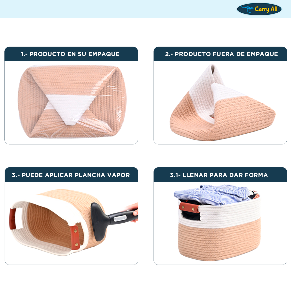 Canasto Cesta Organizadora De Algodón Carry All Tonos Tierra M-6