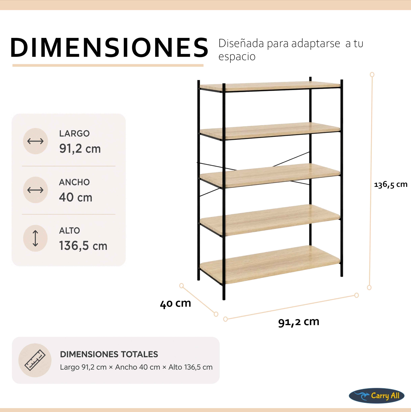 Repisa Estante 5 Niveles Carry All® Línea Minimalist-2