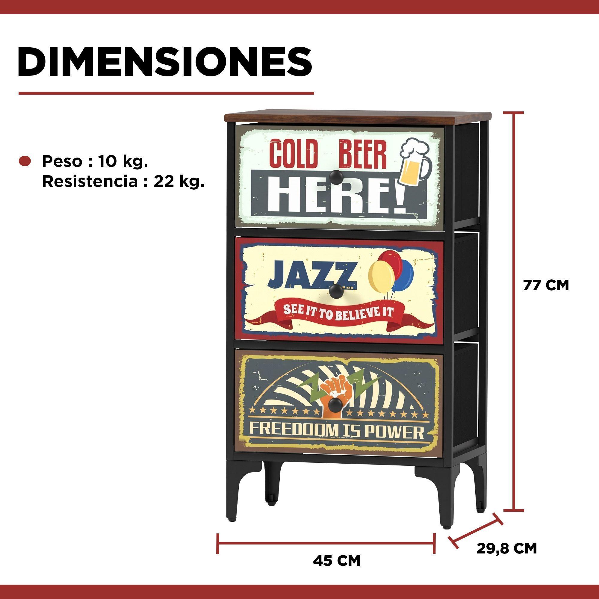 Velador Cajonera 3 Cajones Carry All® Línea Vintage-3