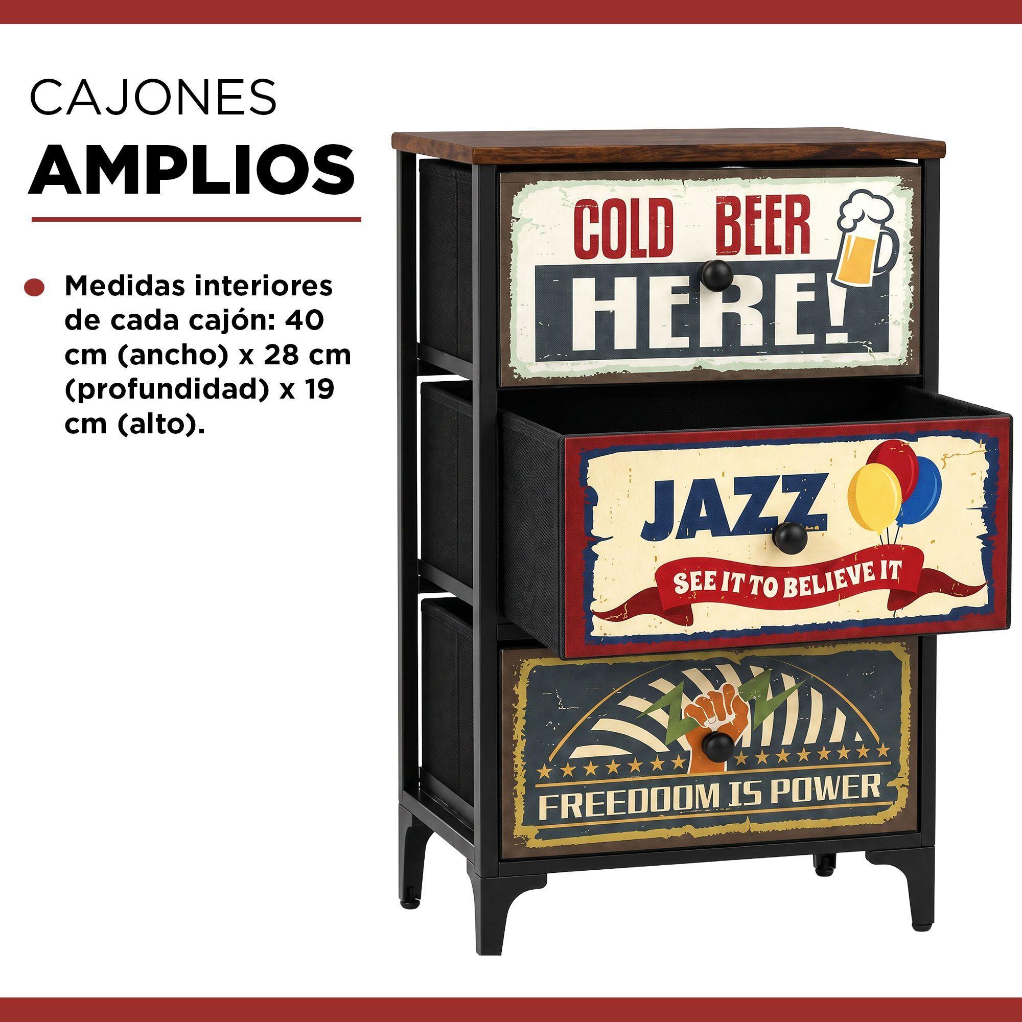 Velador Cajonera 3 Cajones Carry All® Línea Vintage-4