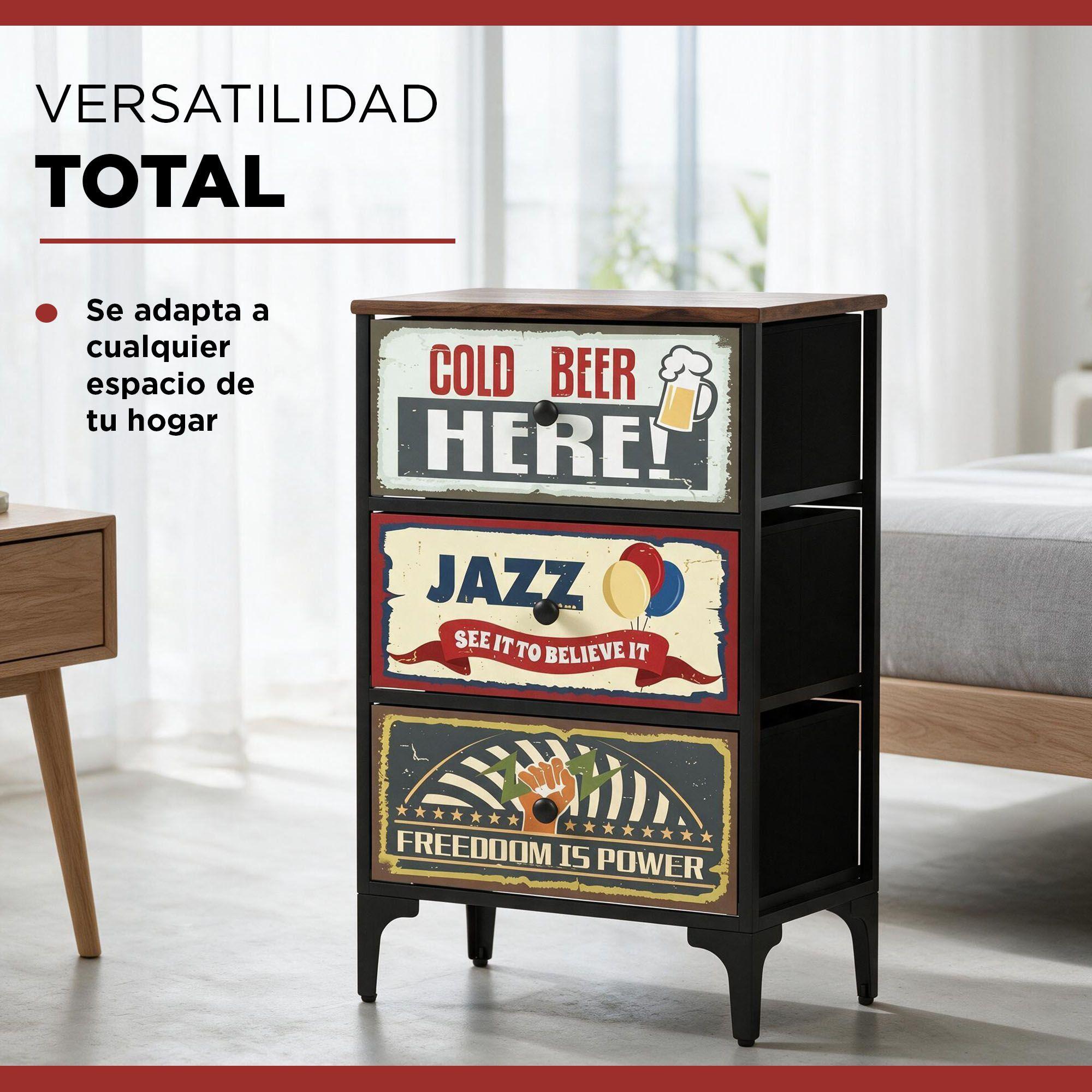 Velador Cajonera 3 Cajones Carry All® Línea Vintage-6