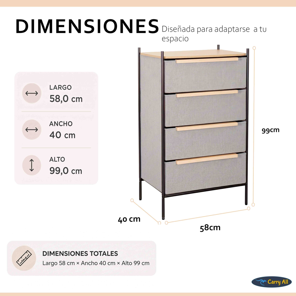Velador 4 Cajones Carry All® Línea Minimalist -2