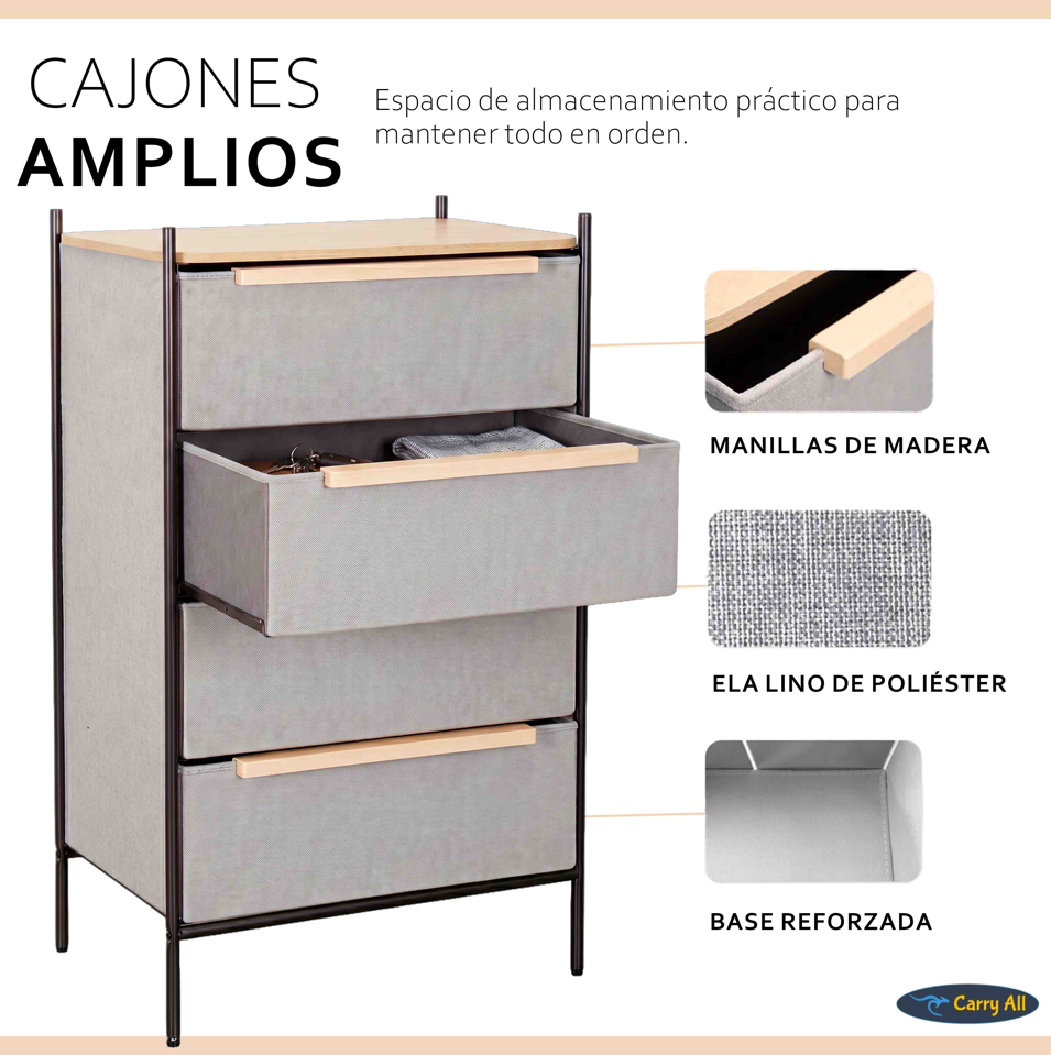 Velador 4 Cajones Carry All® Línea Minimalist -4