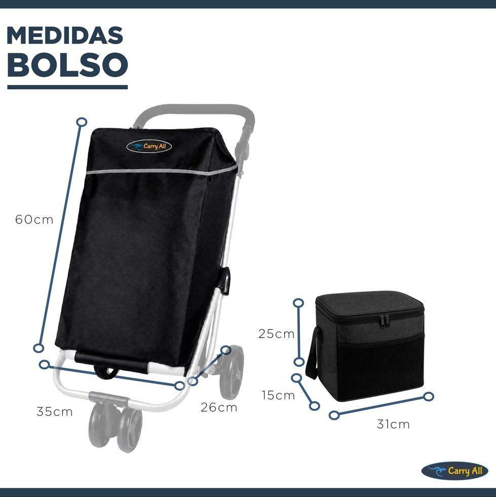 Carrito de Compras Plegable Premium Feria Bolso Cooler Black-3