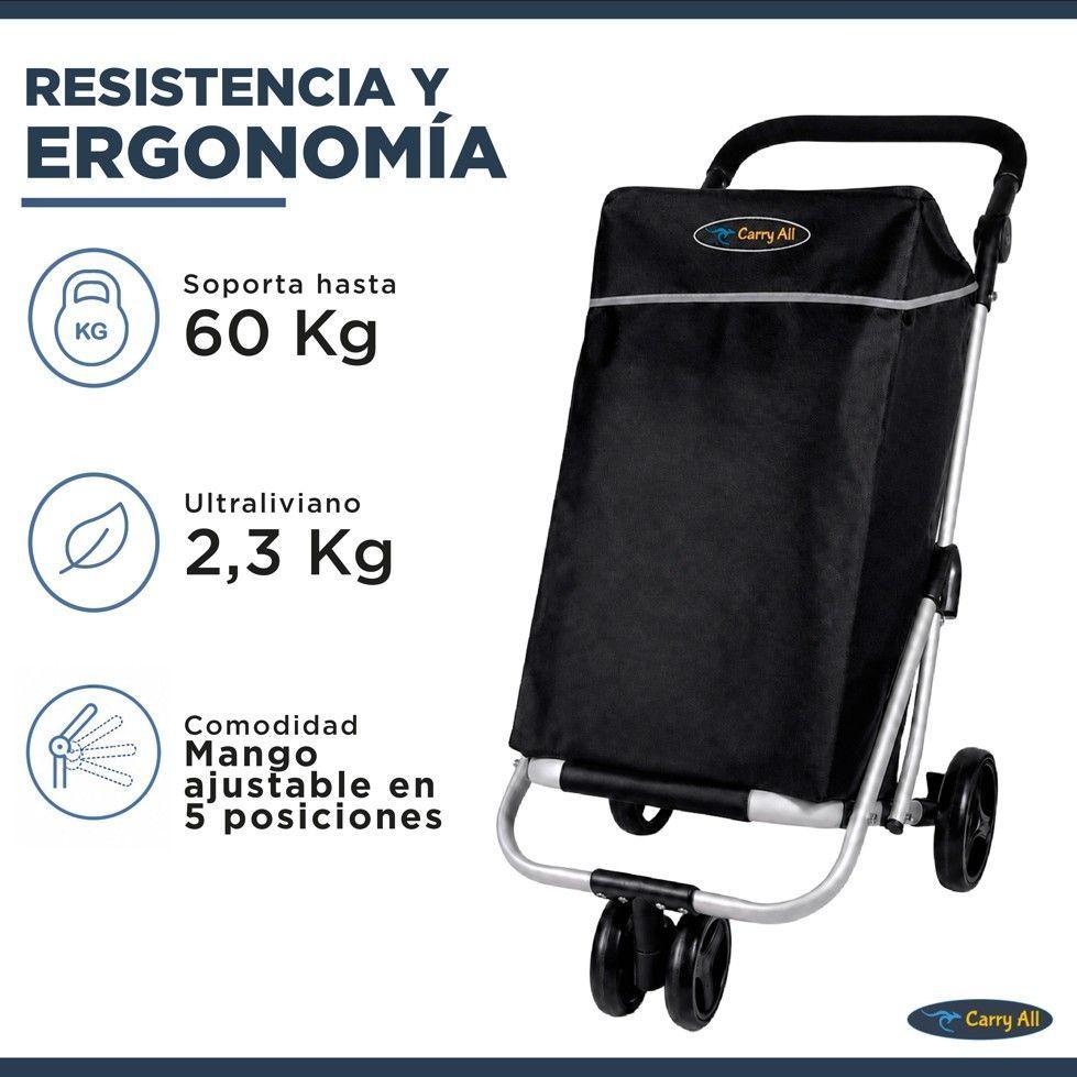 Carrito de Compras Plegable Premium Feria Bolso Cooler Black-5